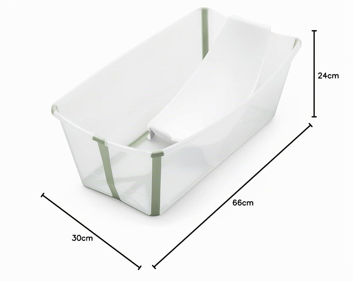 Flexi Bath mit Neugeborenenunterstützung, Regular - 64 x 24 x 34 (cm) Transparent Green