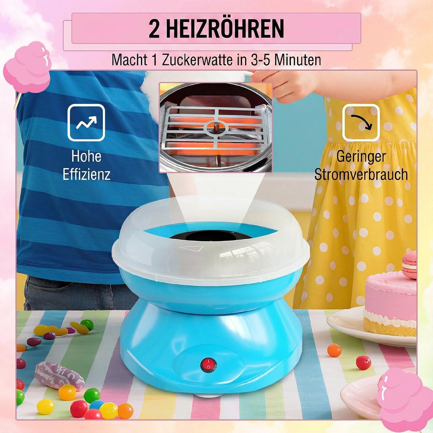 Zuckerwattemaschine mit Zubehör, Blau