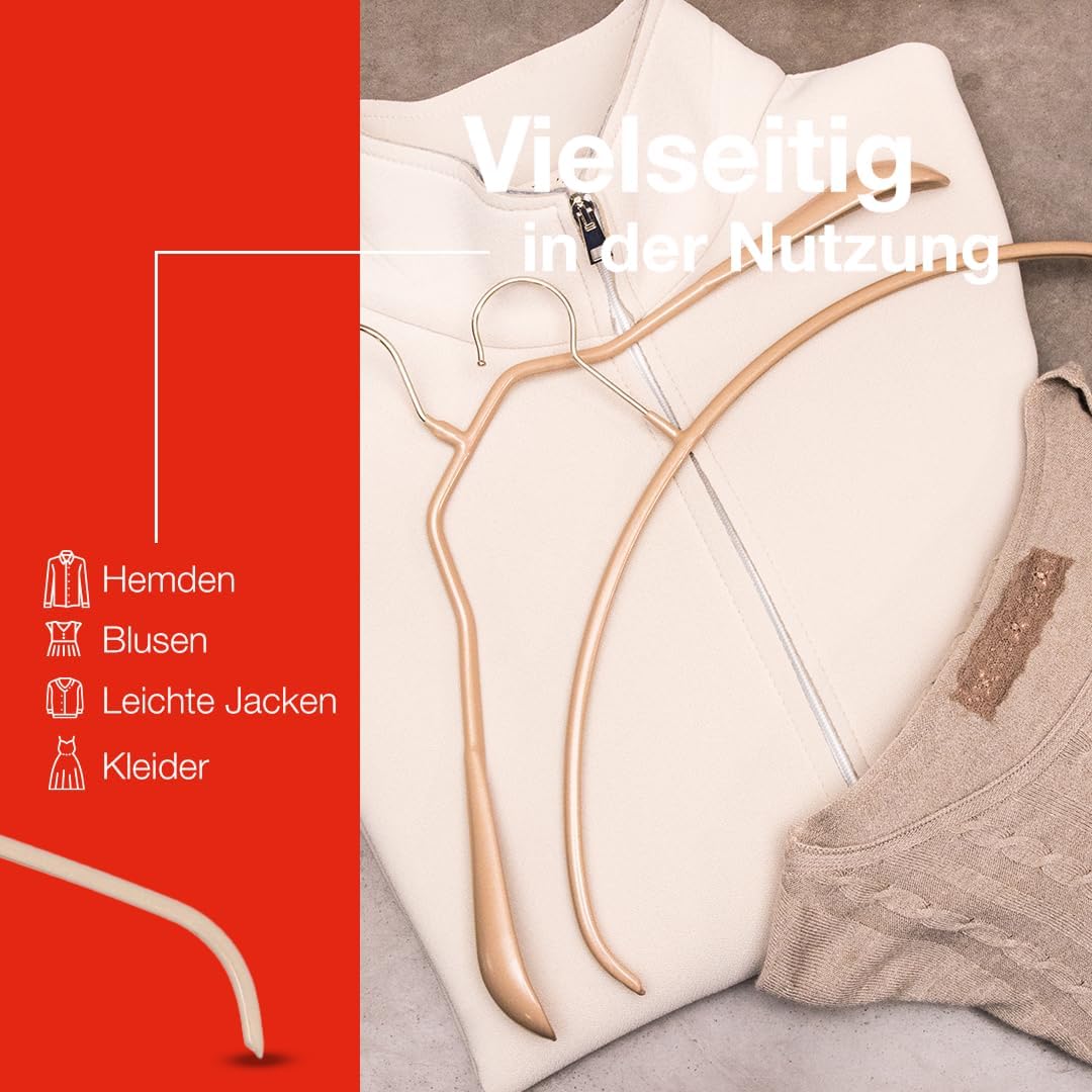 Platzsparende Antirutsch-Kleiderbügel (10 Stück, drehbar), 41 cm Latte - 10 Stück