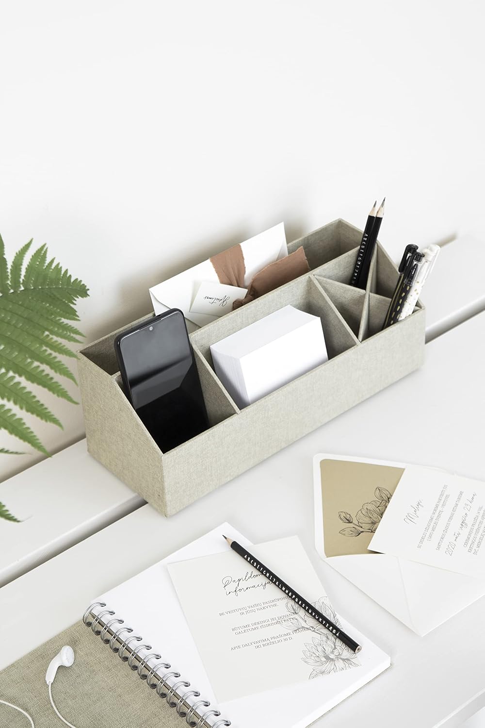 Elisa Schreibtisch Organizer mit 4 Fächern, Beige 2