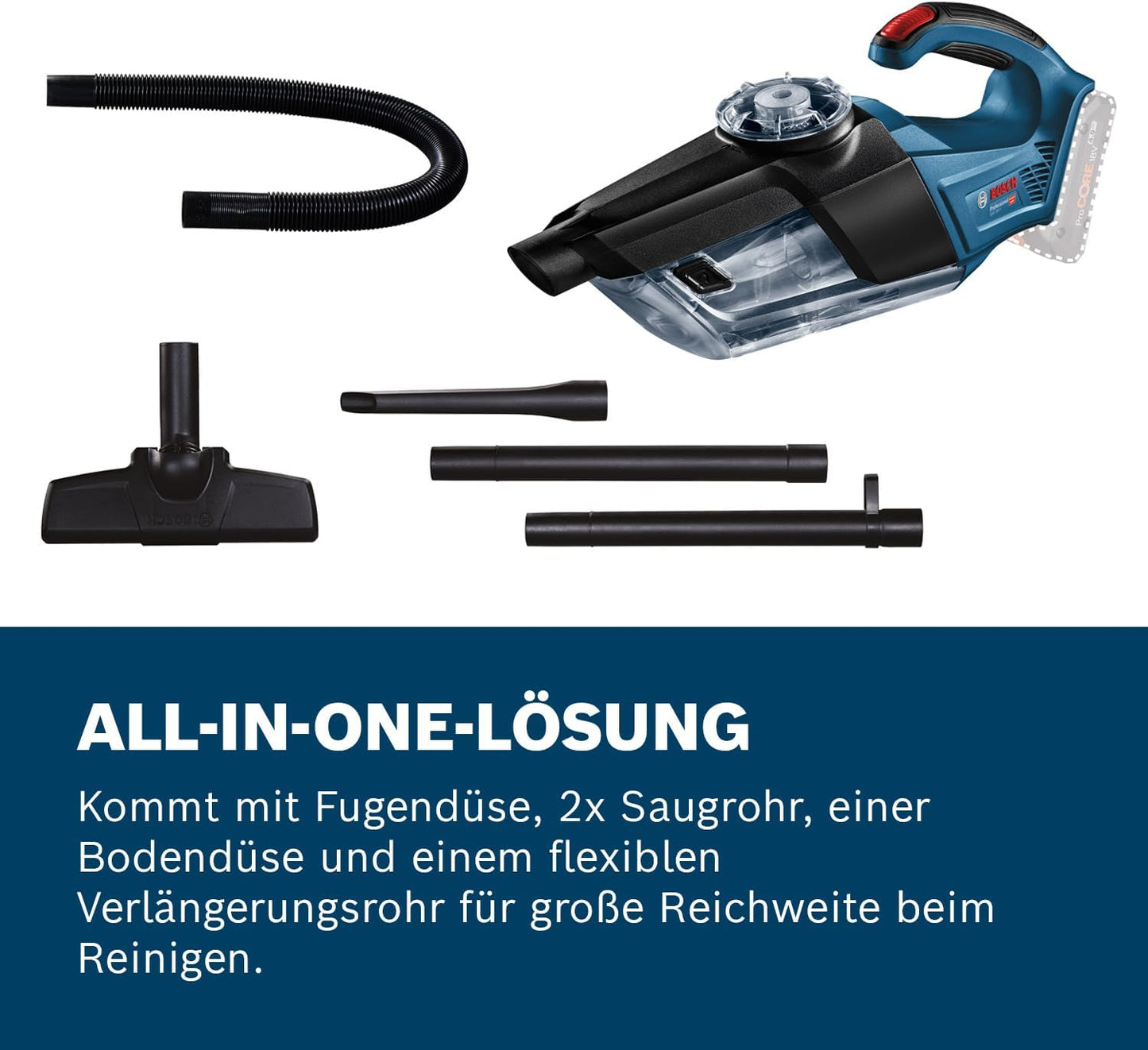 Akkusauger GAS 18V-1 mit Düsenaufsätzen, Single