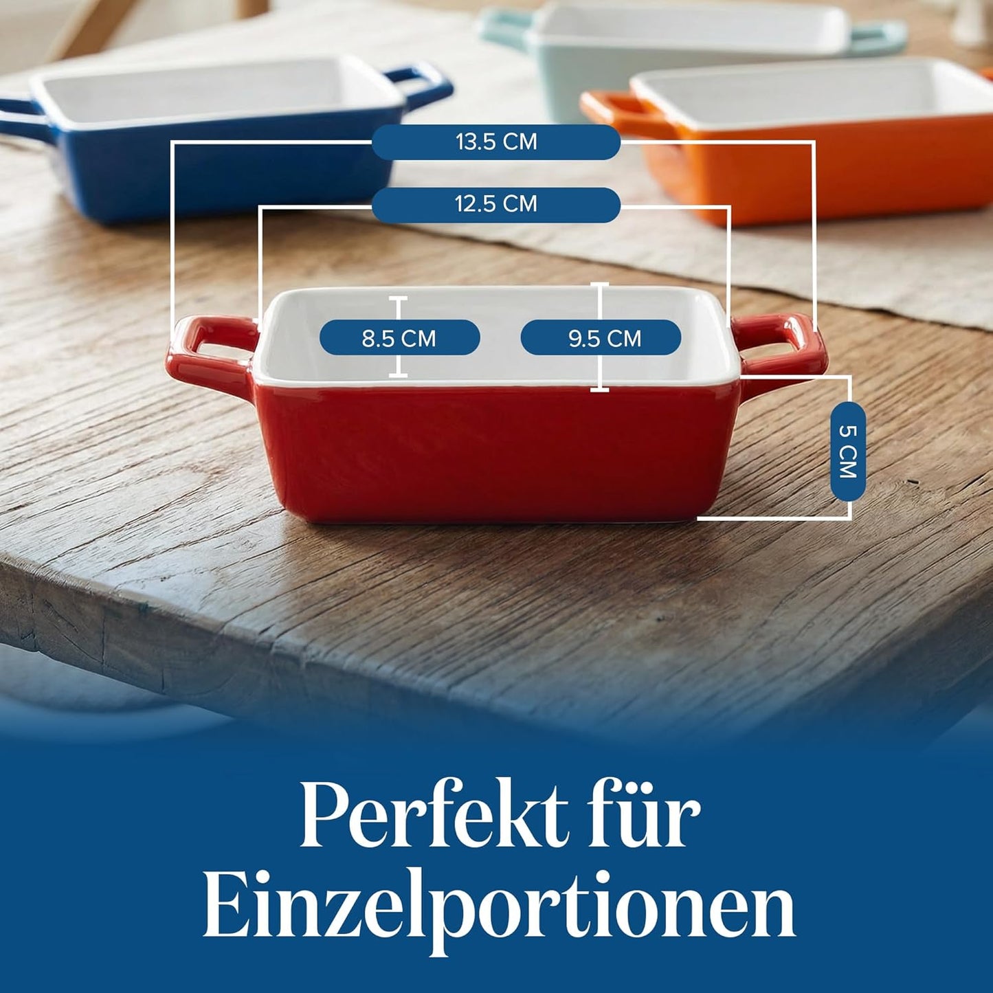 4er-Set Mini-Auflaufformen, Rechteckig