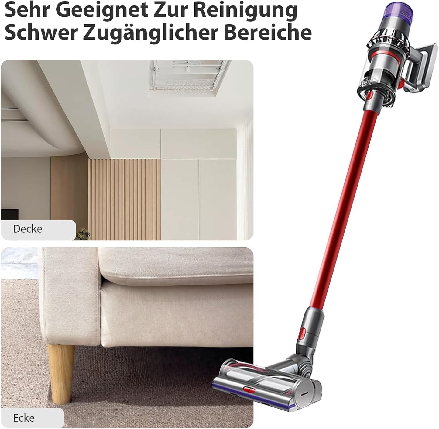 Verlängerungsrohr für Dyson Staubsauger V7-V15, Rot