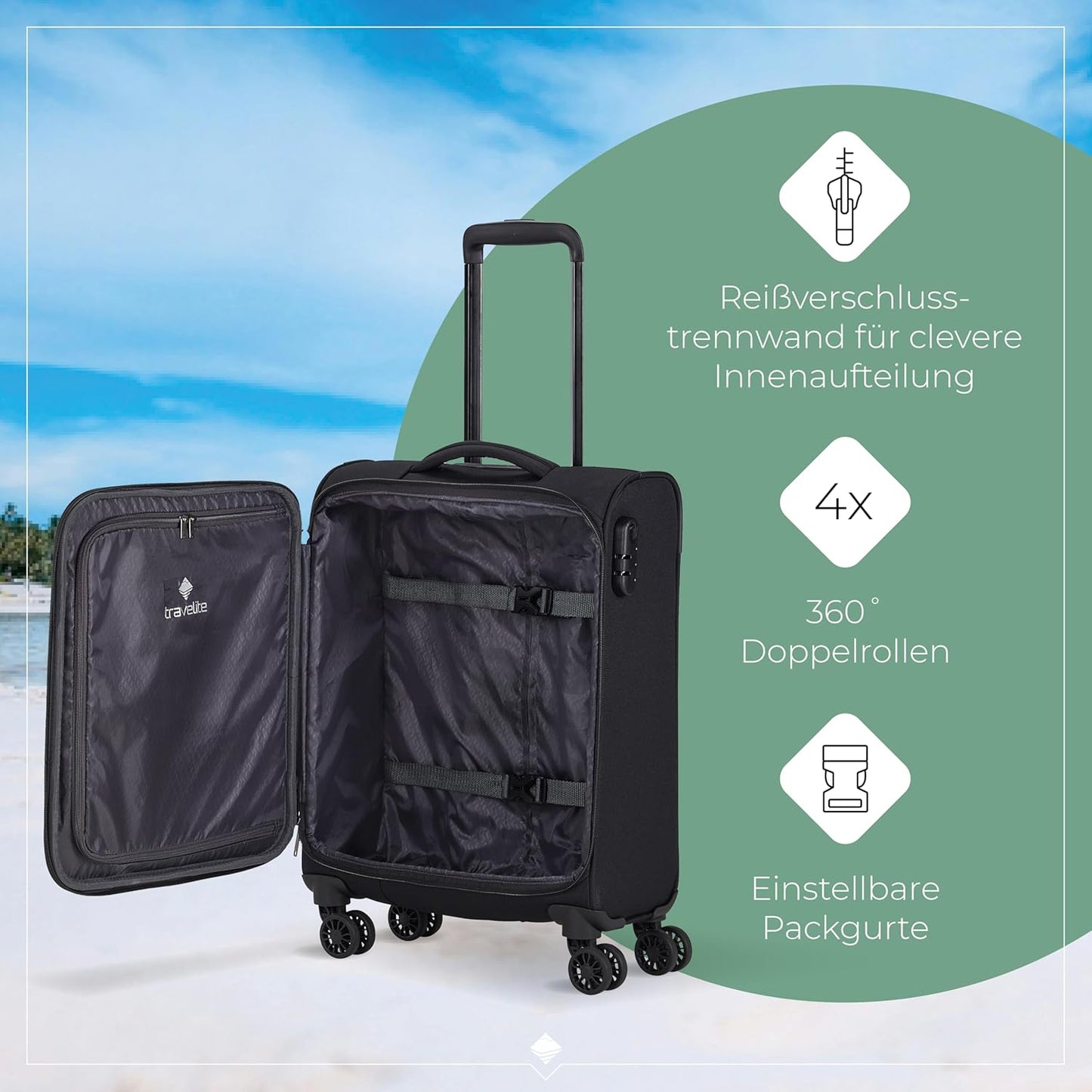 Handgepäck, Trolley Handgepäck (55 cm) Schwarz