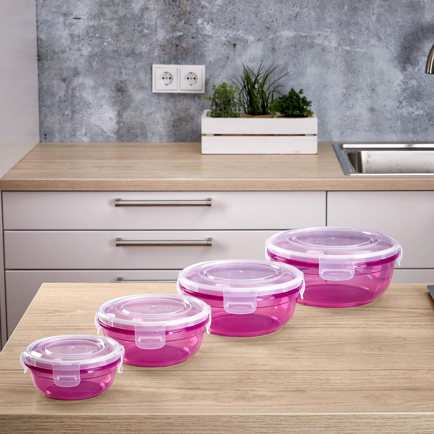 4er Set Frischhaltedosen, Rund-berry