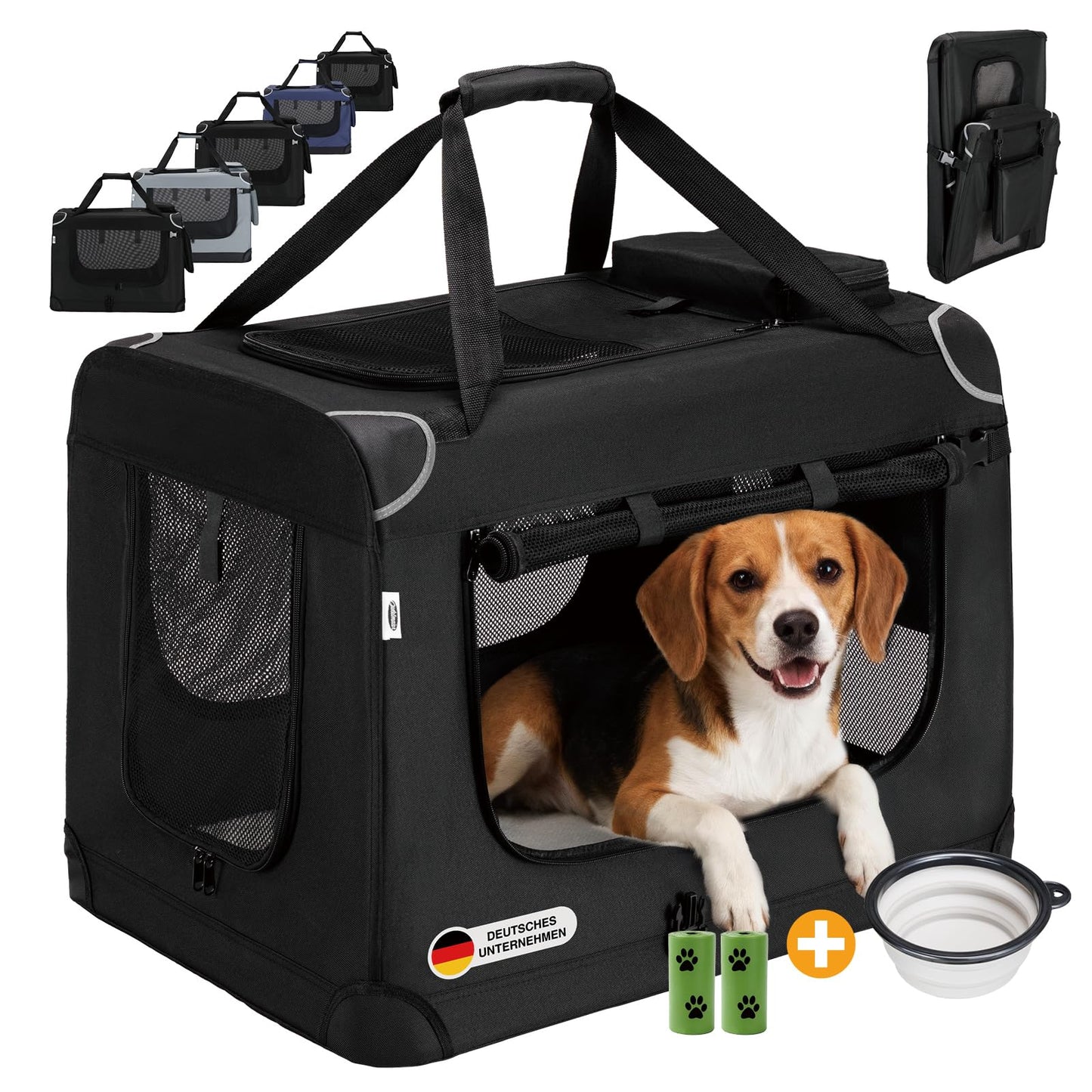 Faltbare Hundetransportbox, L Schwarz