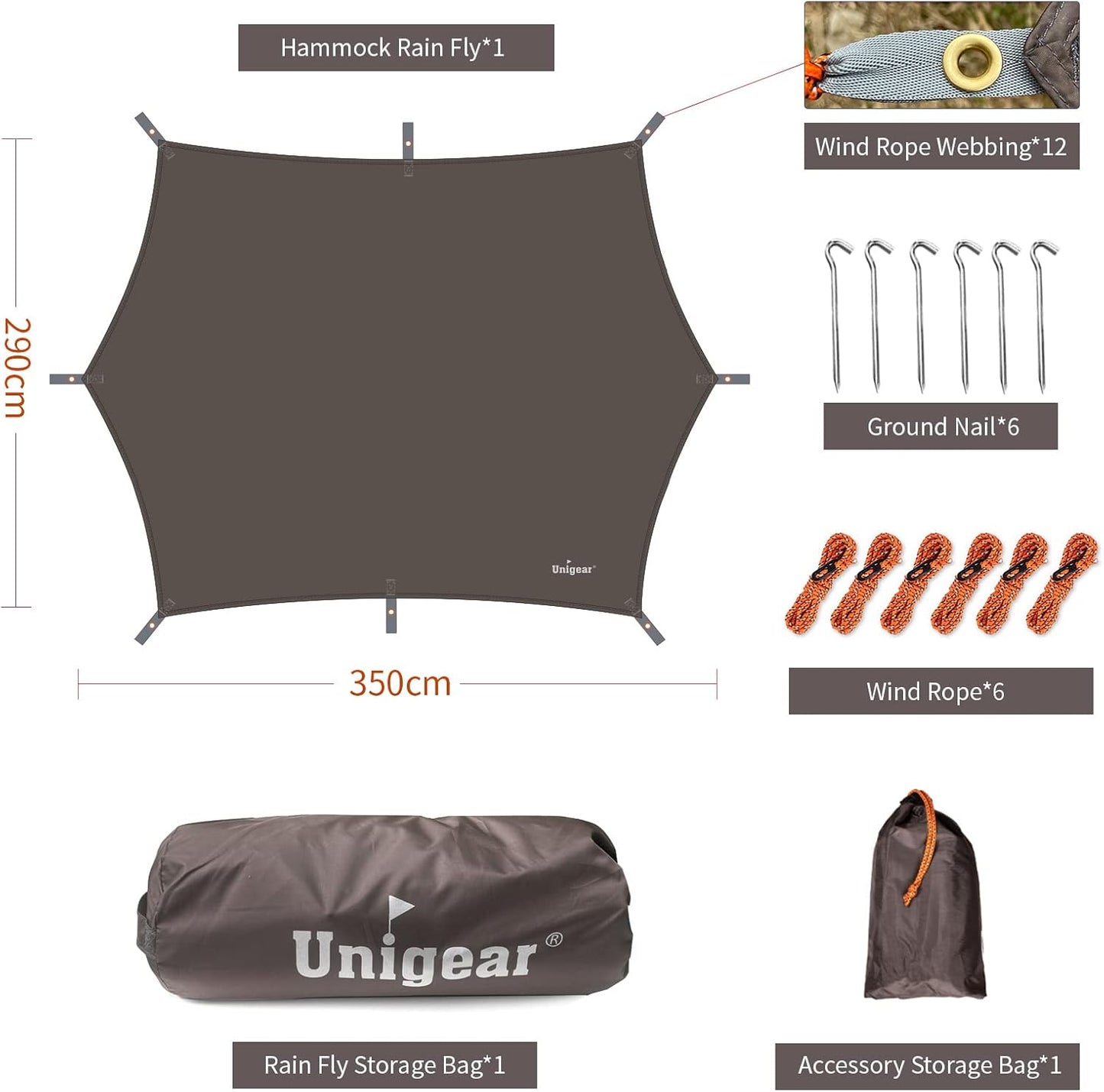 Wasserdichte Zeltplane, Kaffee 350x290cm