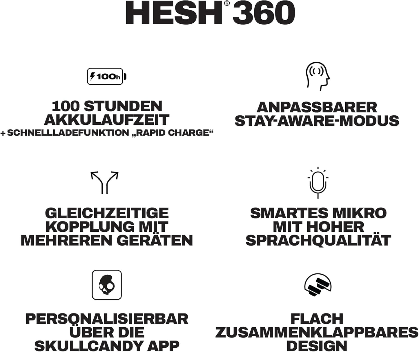 Hesh 360 Bluetooth Over-Ear Kopfhörer, Schwarz