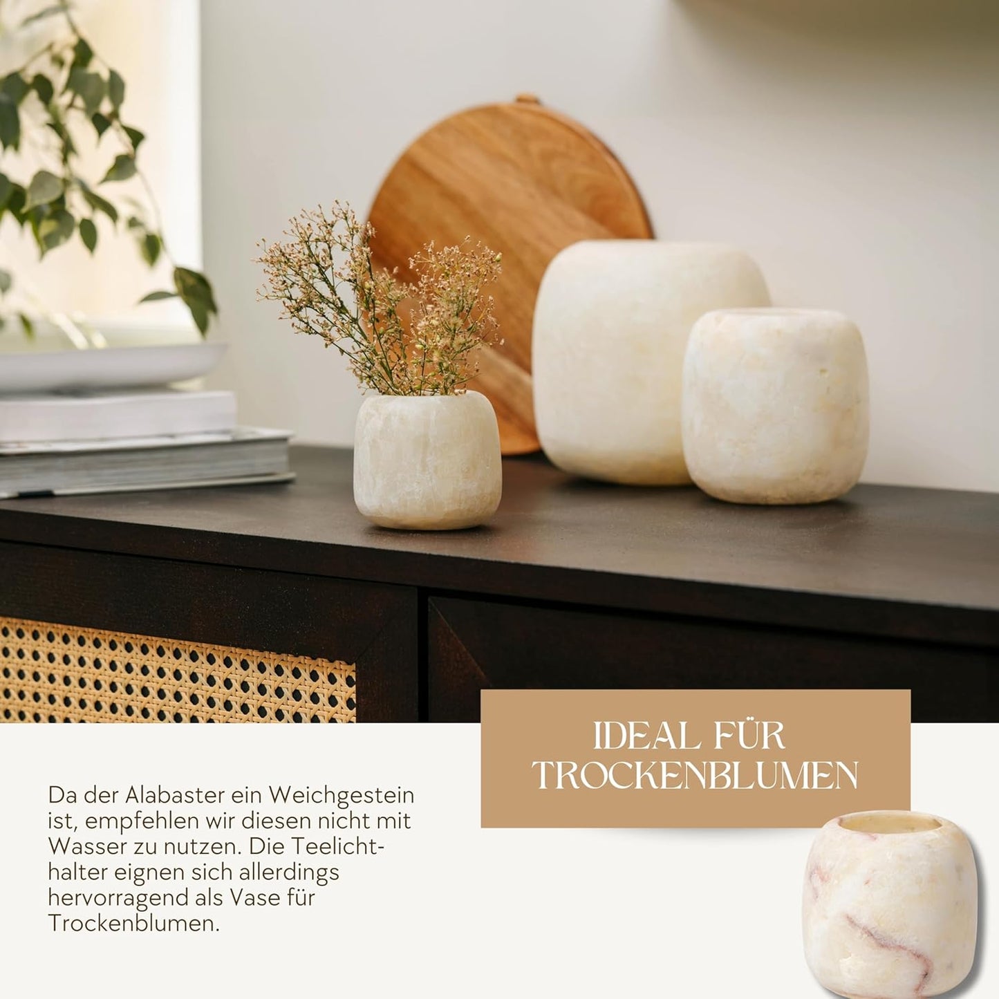 Kleiner Alabaster-Teelichthalter, Klein (7-9 cm)