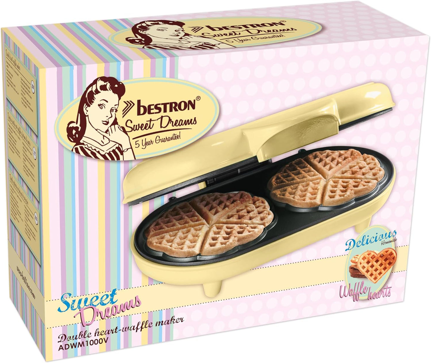 Doppelherzwaffel Maker mit Antihaftbeschichtung, Gelb