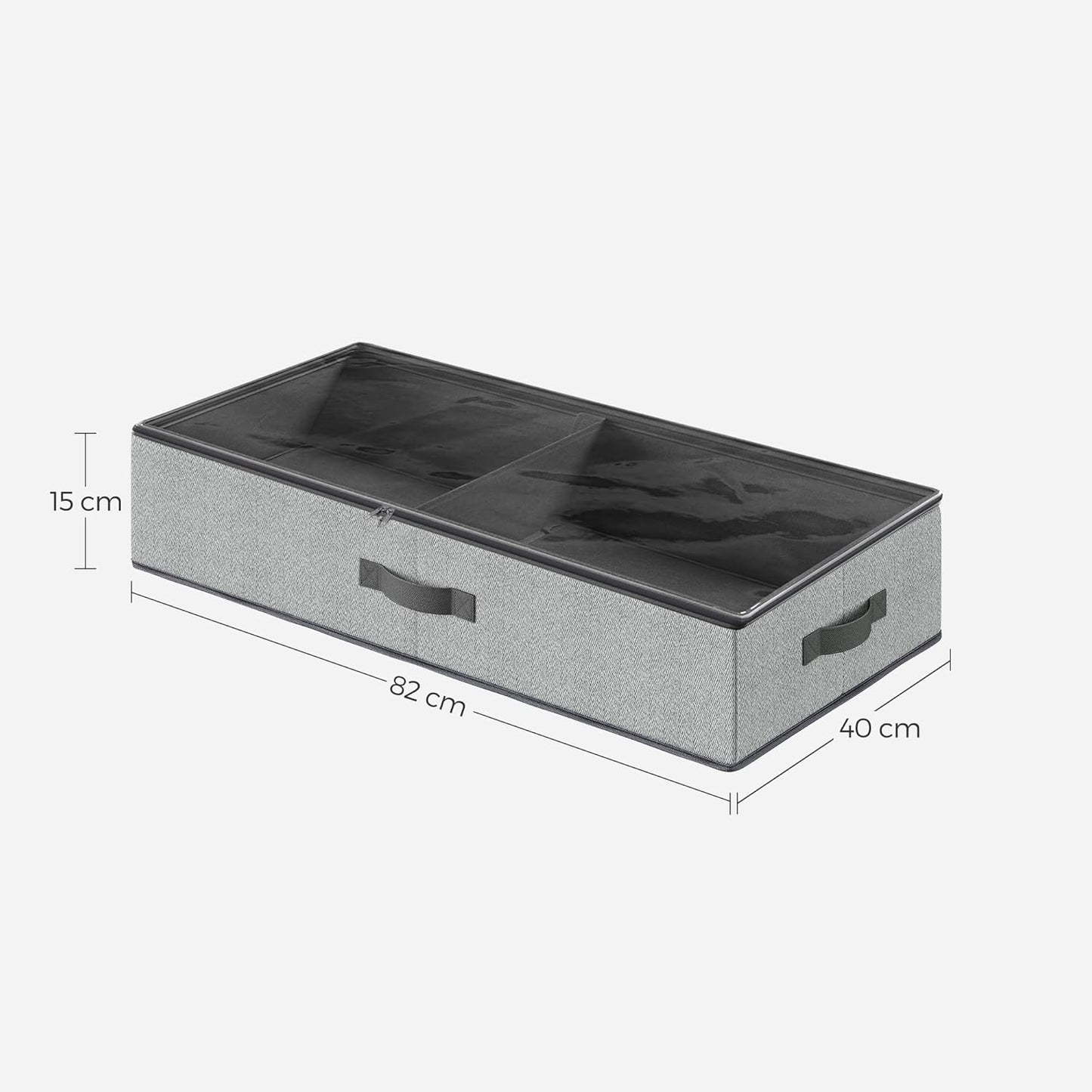 2-teiliges Unterbettkommode-Set RUB002G01 mit Trennwand, 82 x 40 x 15 cm, 2