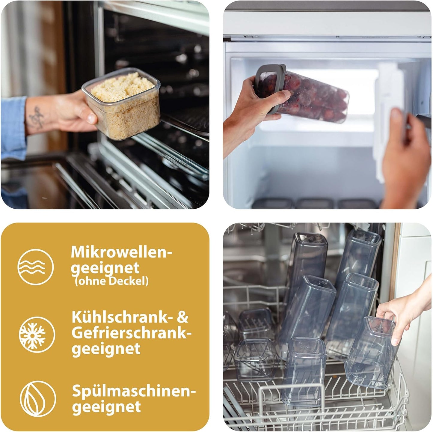 Vorratsdosen-Set, luftdicht (12 x 1000ml), Anthrazit 12x 1000ml