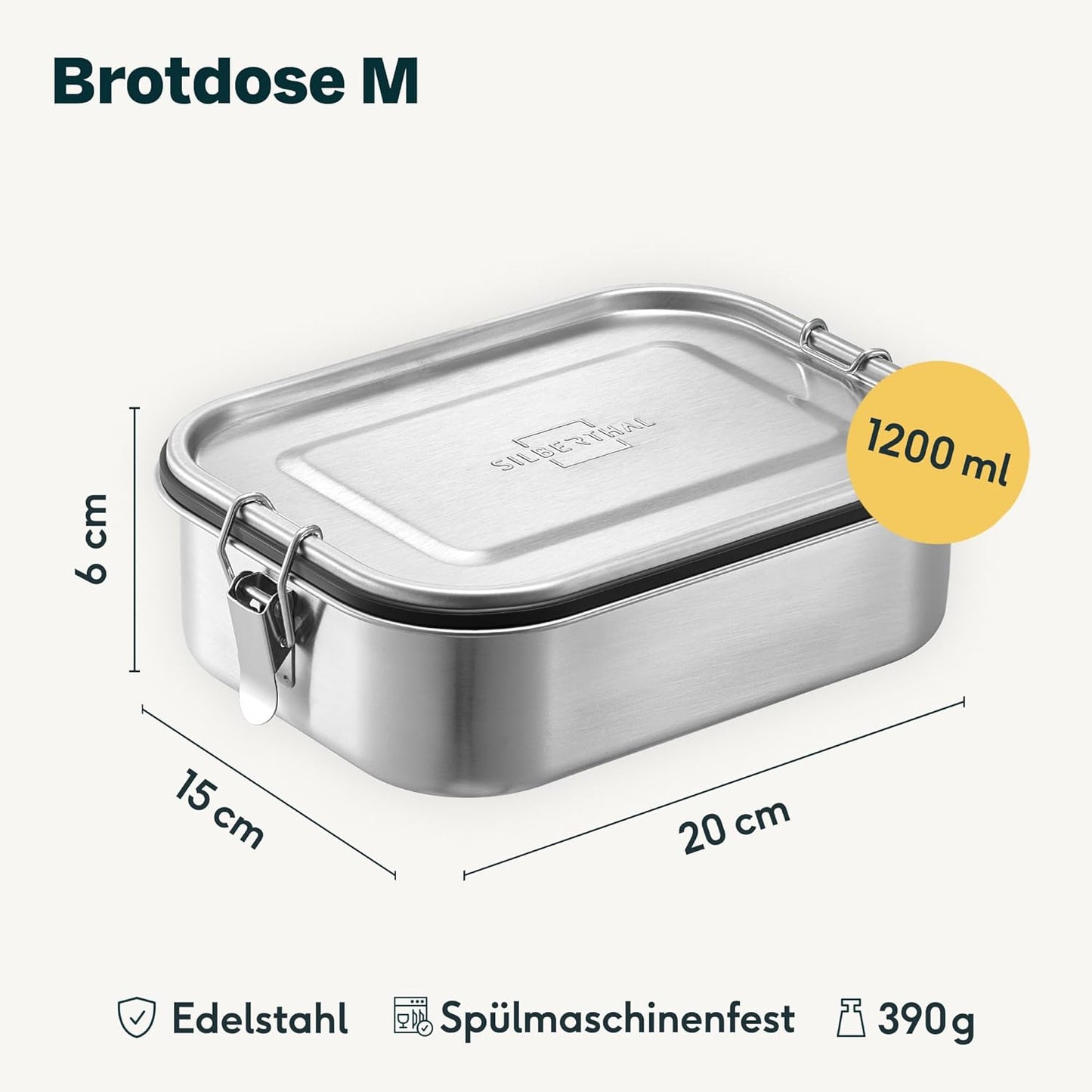 3-teiliges Brotdosen-Set mit Fächern, 3 x 1200 ml
