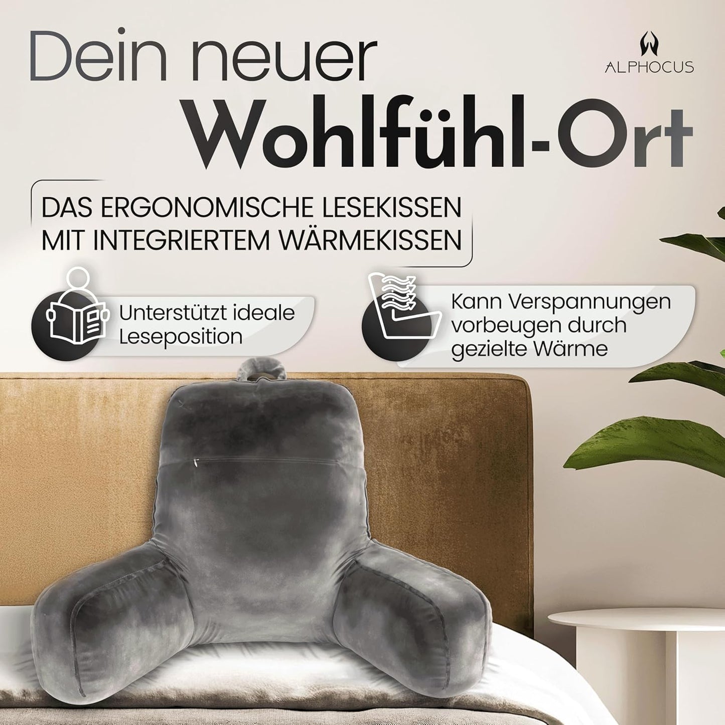2 in 1 Lesekissen mit integriertem Kirschkernkissen