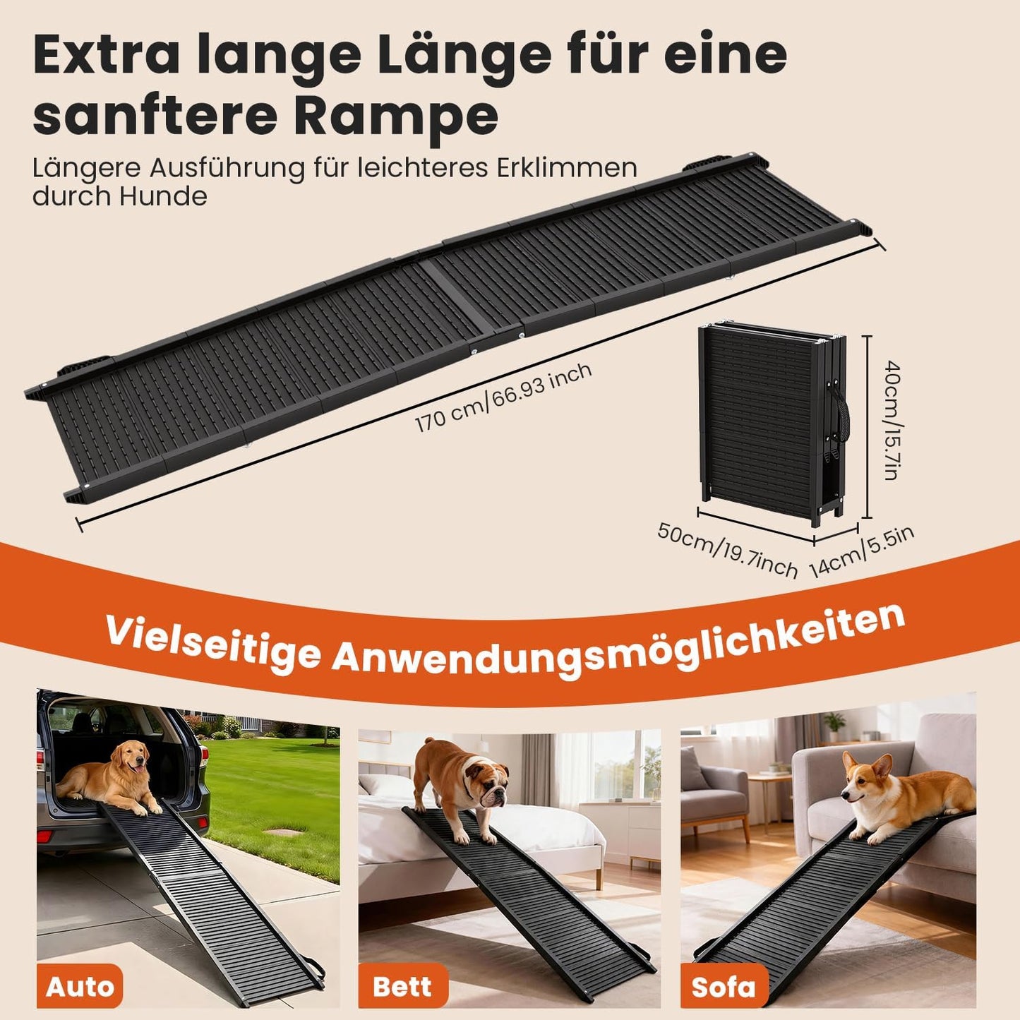 Klappbare Hundeautorampe