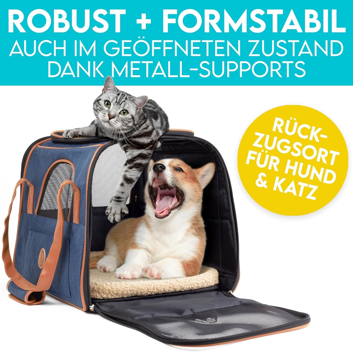 Hundetragetasche, L 46 x B 35 x H 37 cm Dunkelblau