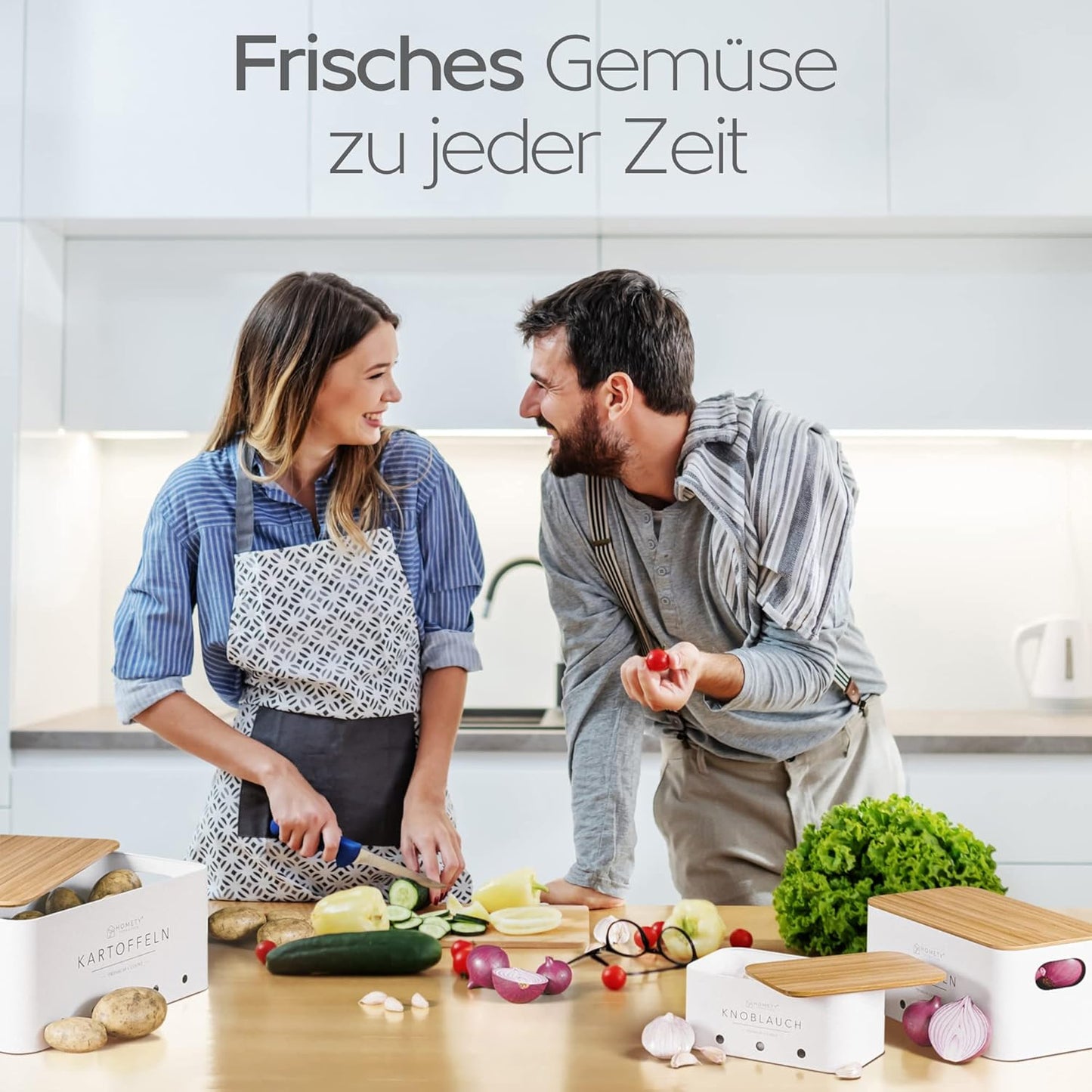 Kartoffel, Zwiebel & Knoblauch Aufbewahrungsboxen-Set (3-teilig), Weiss