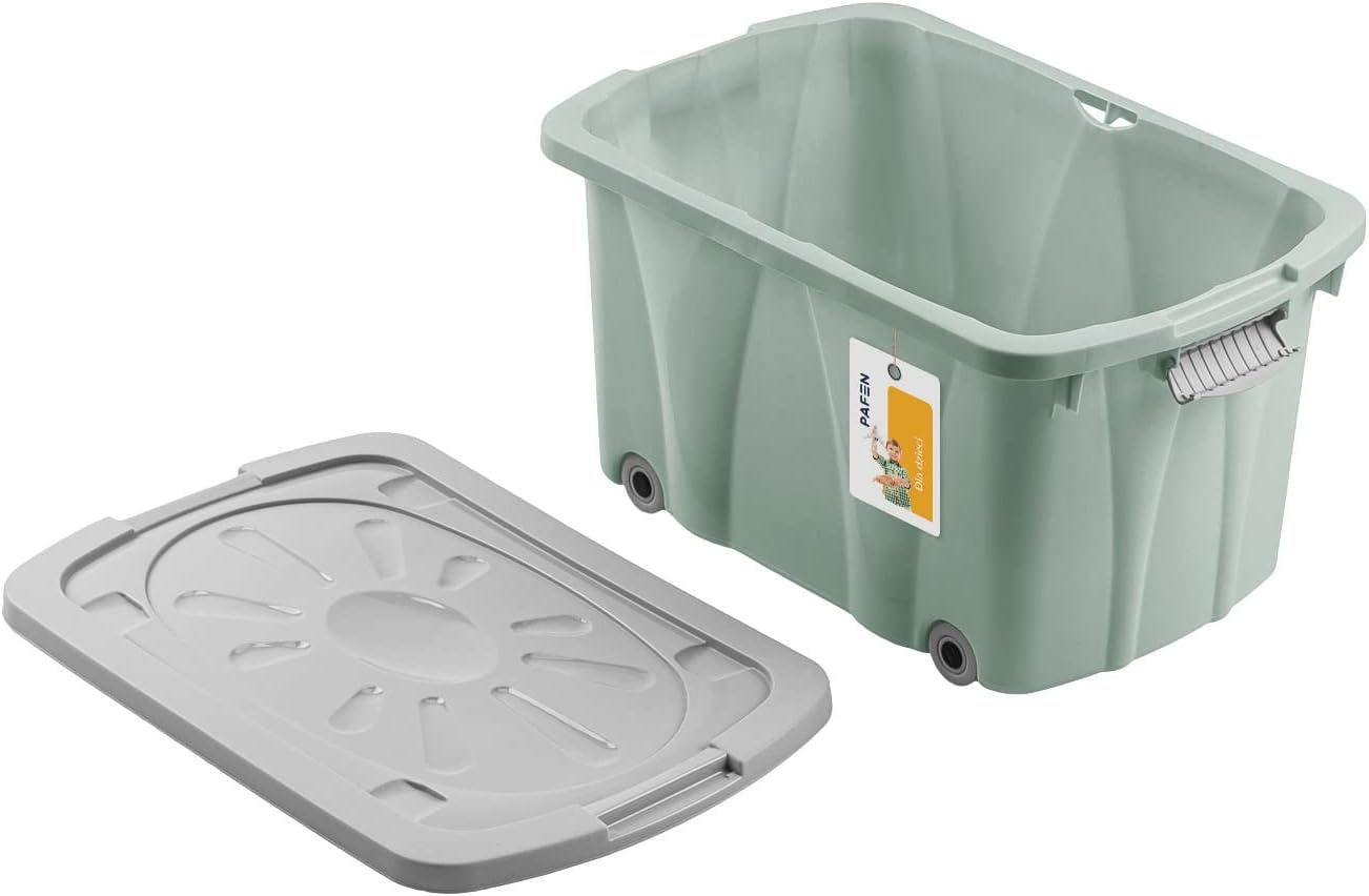 Spielzeugkiste mit Rollen, Grün Aufbewahrungsbox 49l