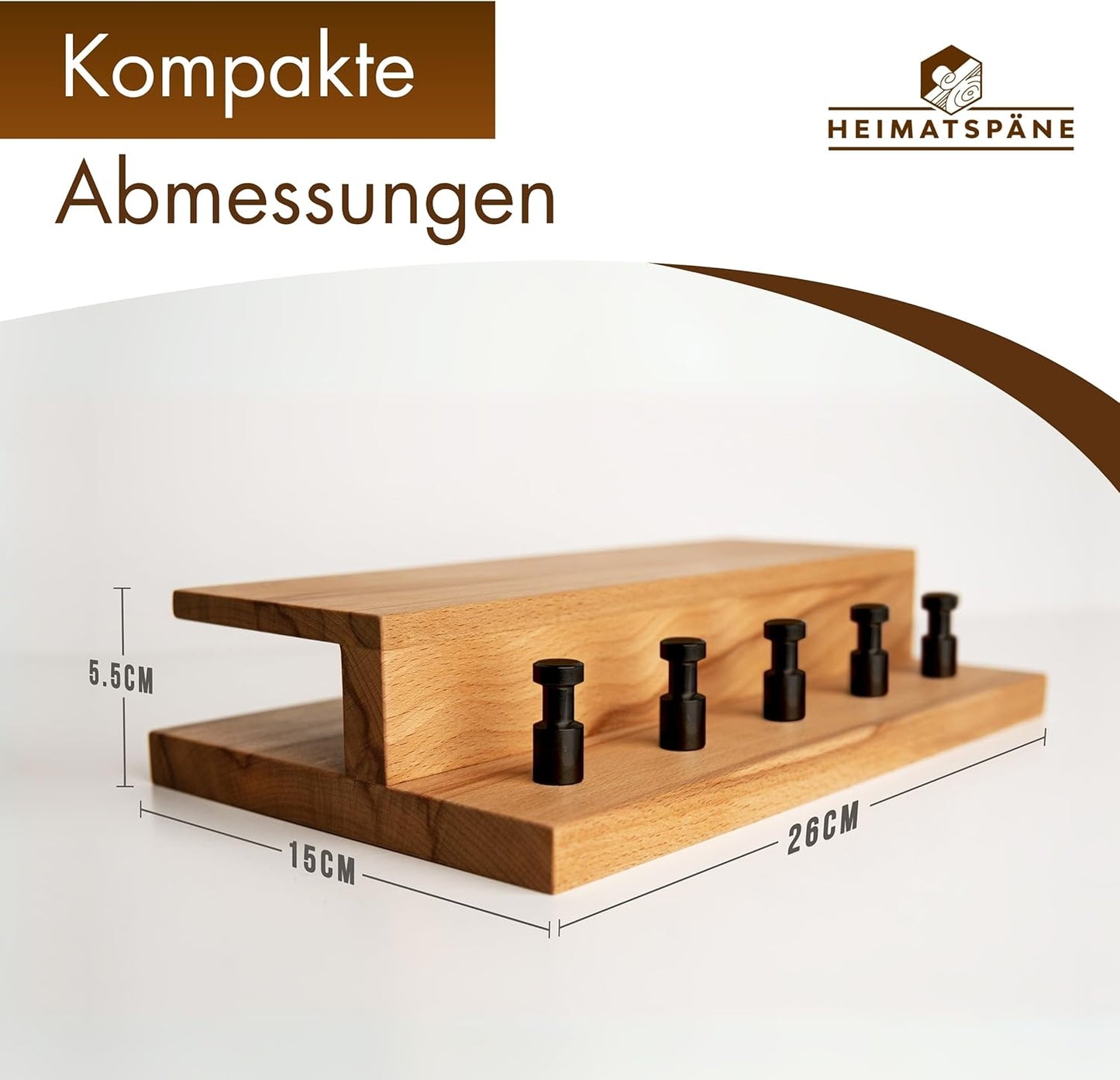 Schlüsselbrett mit Ablage, Kernbuche (schwarze Haken)