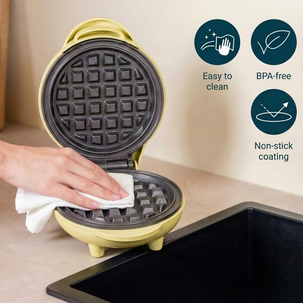 Mini-Waffeleisen im Retro-Design, Gelb