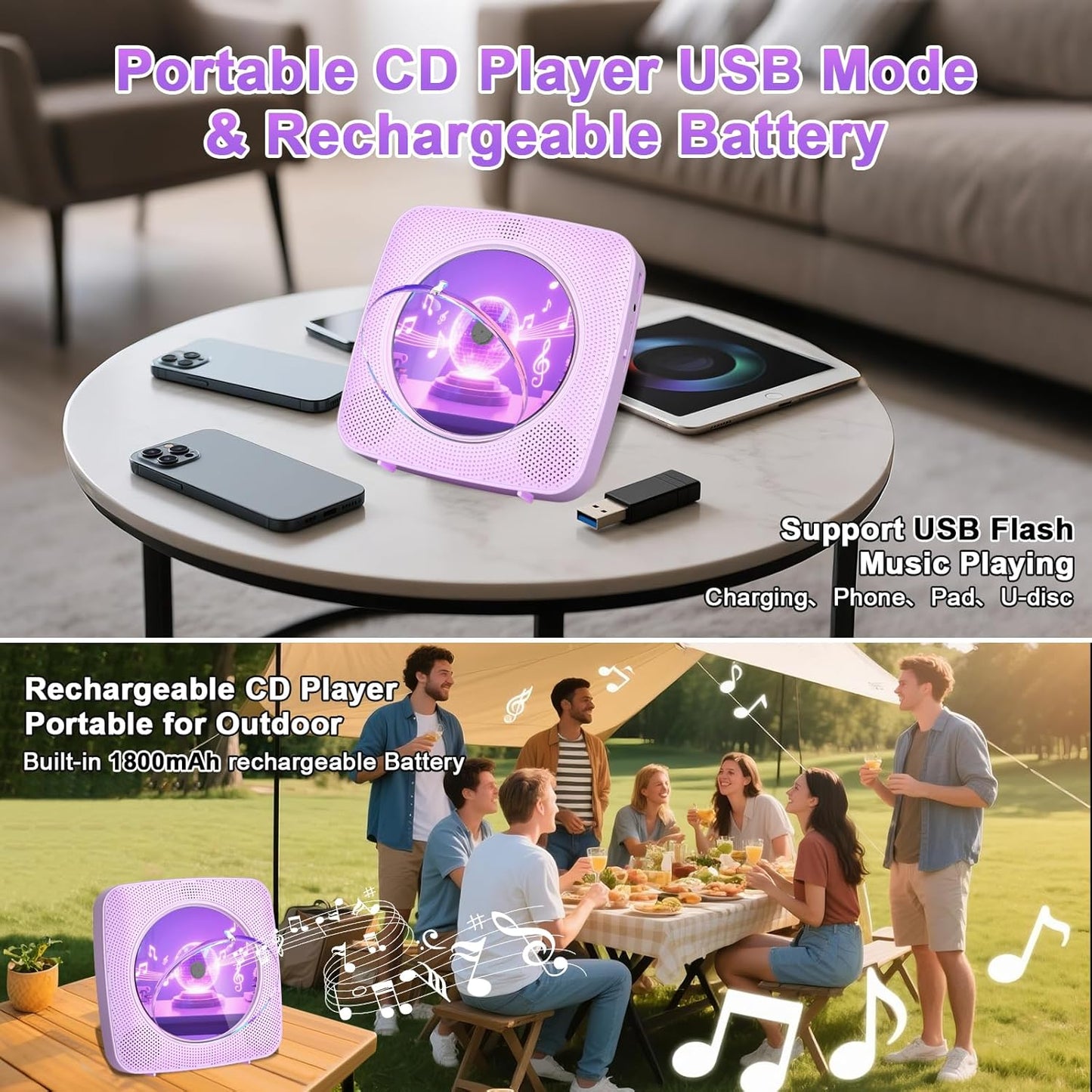 Tragbarer CD-Player, Y-01 Lila