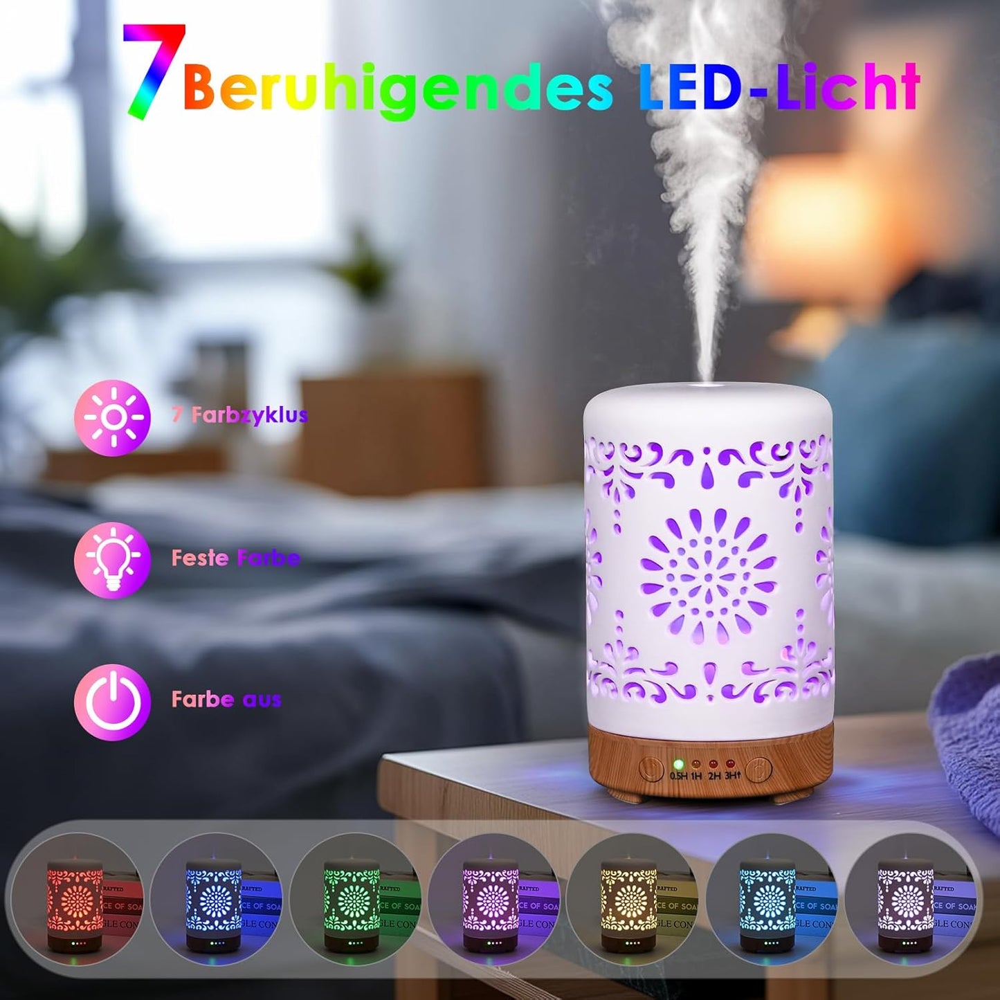 Aroma Ultraschall-Diffusor, 100ml Weiß