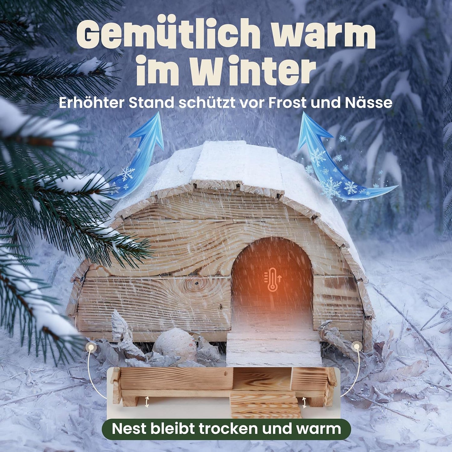 Igelhaus wetterfest mit Labyrinth-Eingang, Braun
