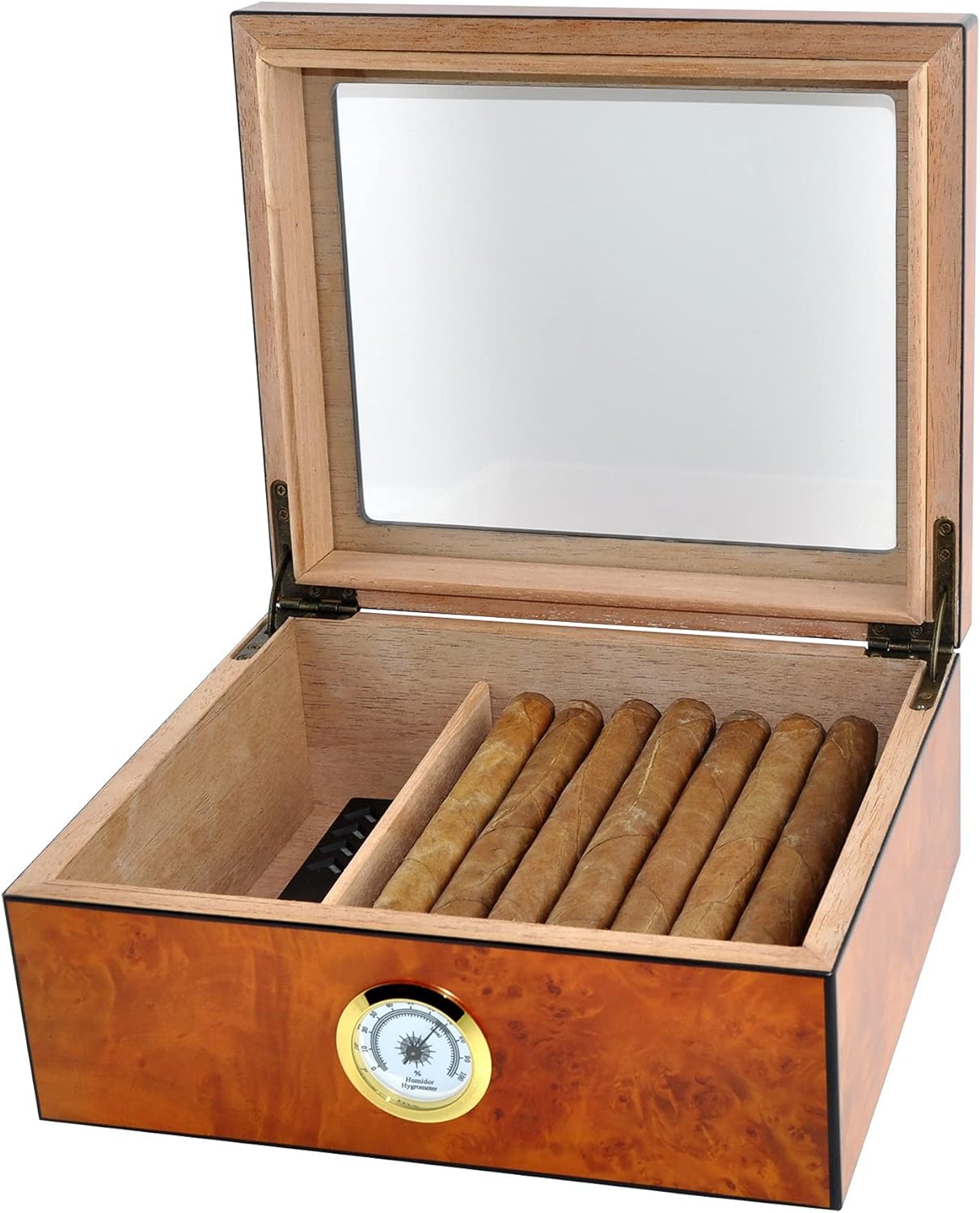 Zigarren Humidor Case, Wurzelholz Blond