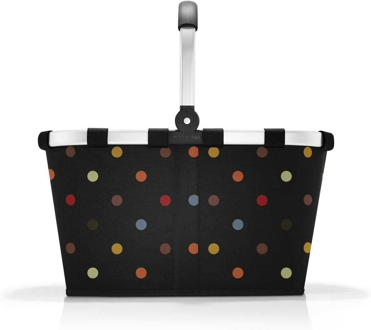 Stabiler Einkaufskorb mit Innentasche, schwarz dots Single