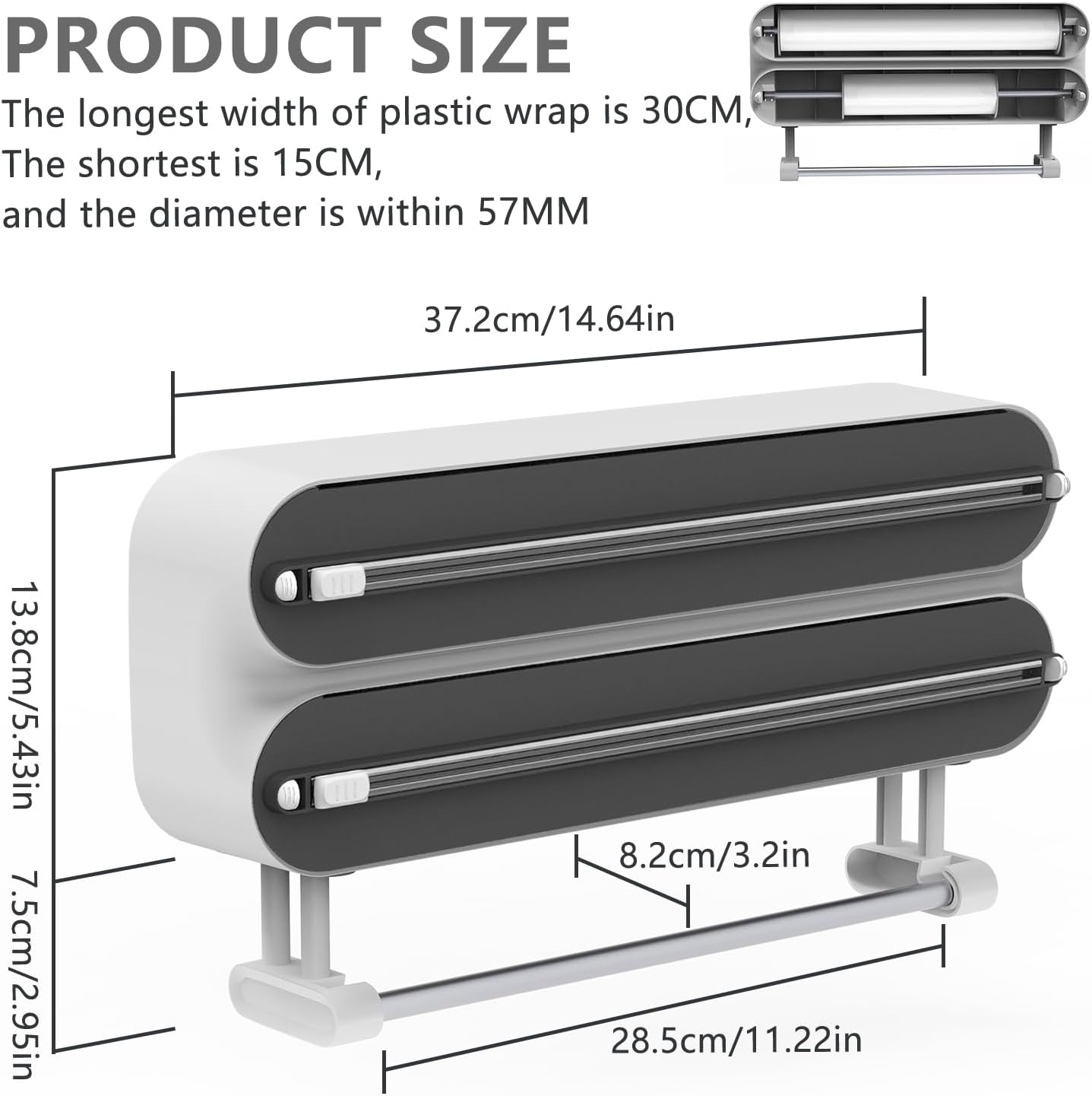3-in-1 Küchenrollen- und Folienspender mit Cutter, Weiss/Opulenter Garten