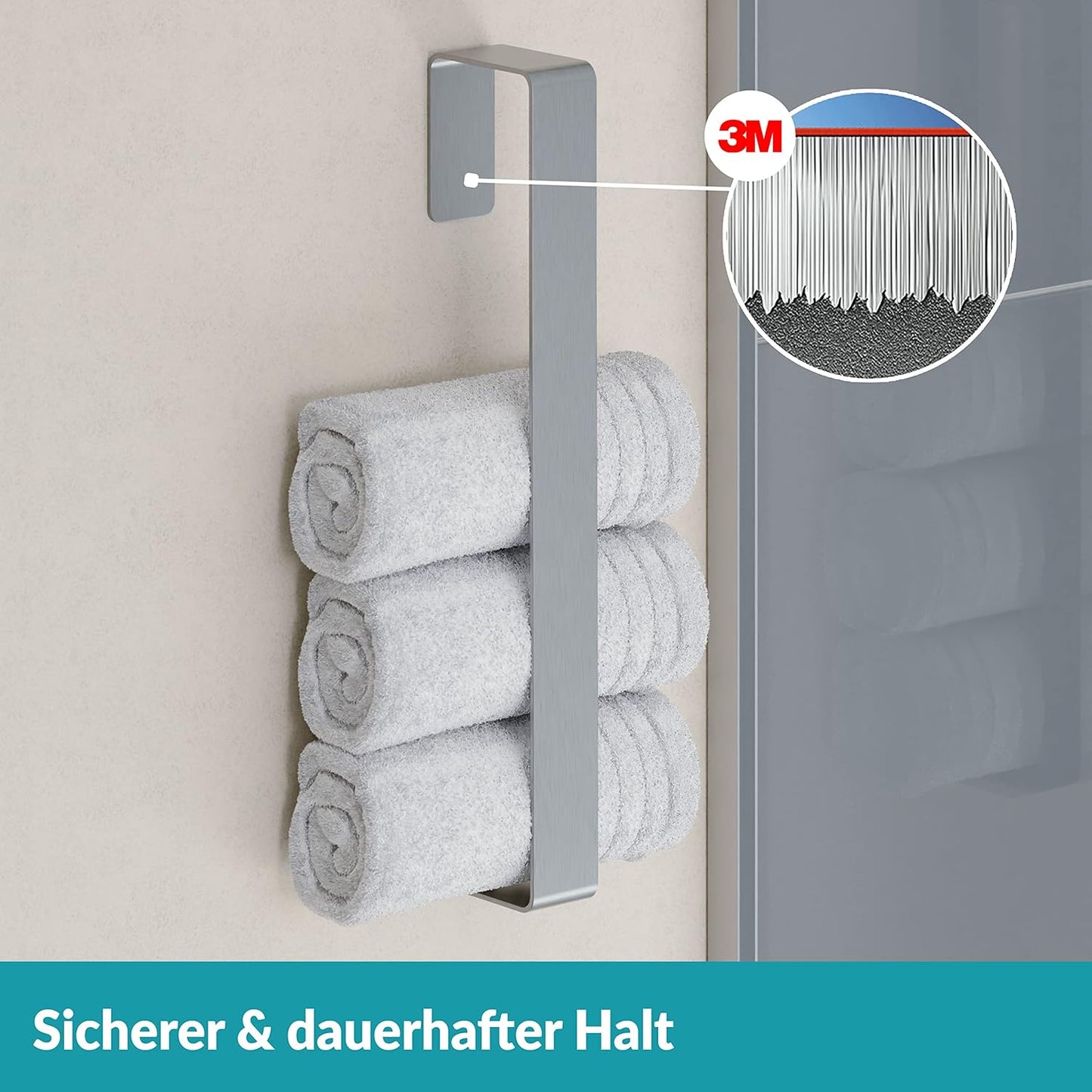 Handtuchhalter ohne Bohren, Silber 45 cm