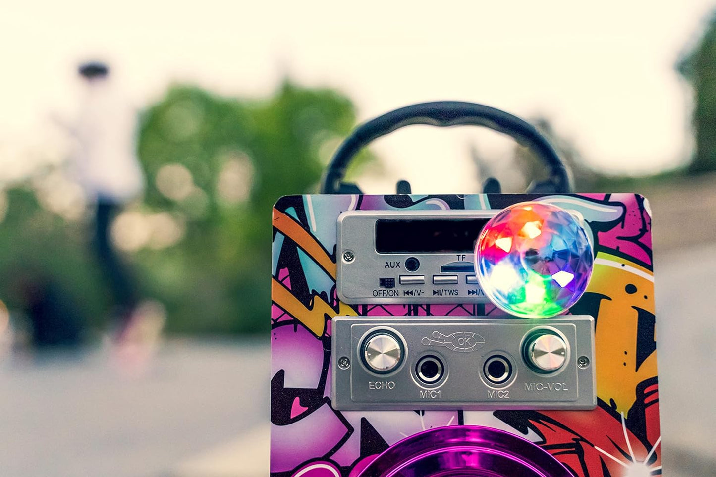 Karaoke-Maschine mit 2 Mikrofonen, Bluetooth & Lichtern, Model 21 lights