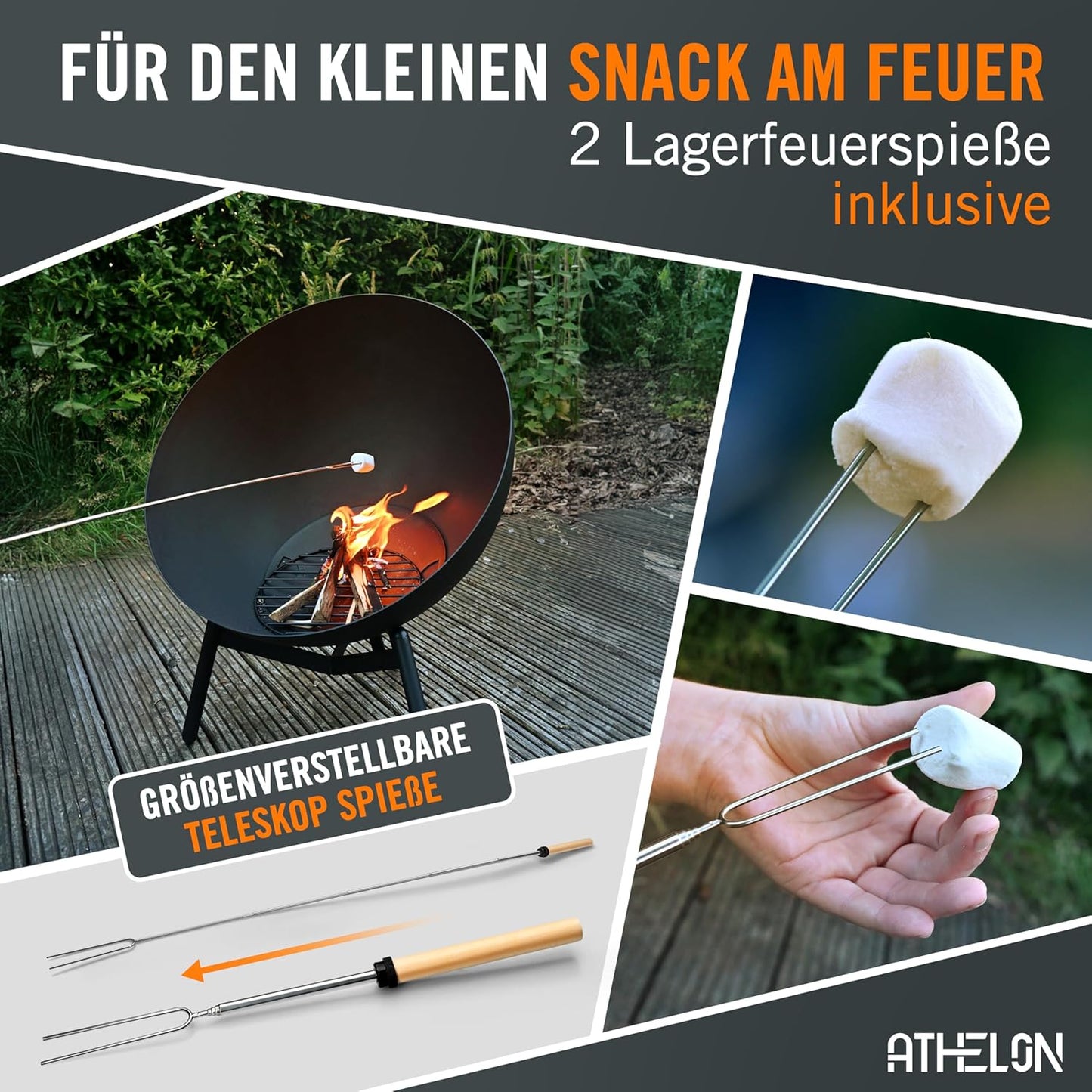 Feuerschale mit Kipp-Mechanismus, Schwarz