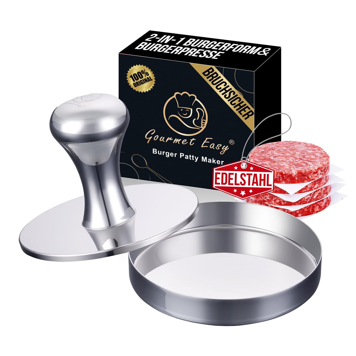 2-in-1 Burgerpresse mit Trennpapier, Burgerpresse 2-in-1