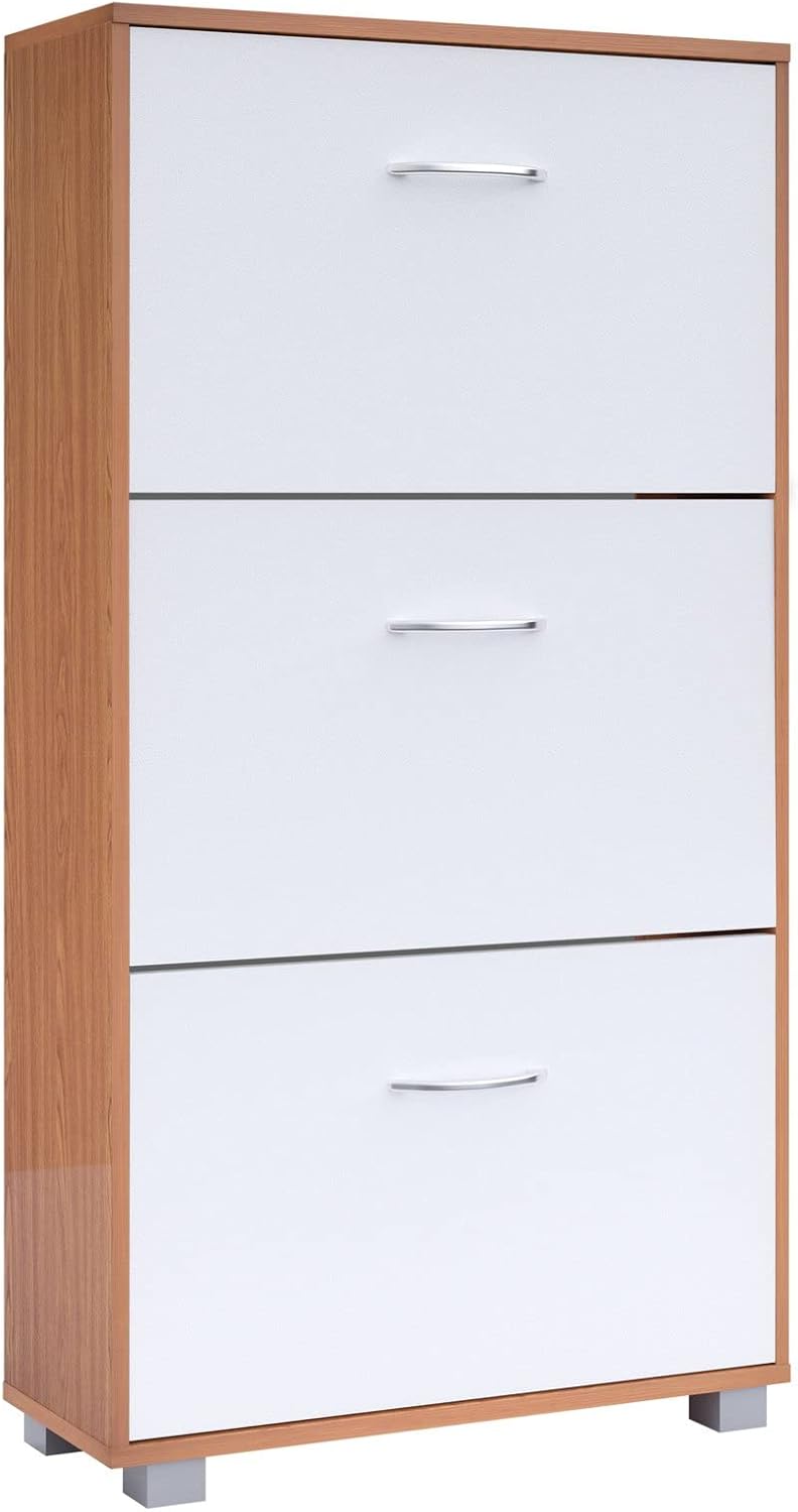 Kobe Schuhschrank mit Kippsicherung, Buche / Weiß