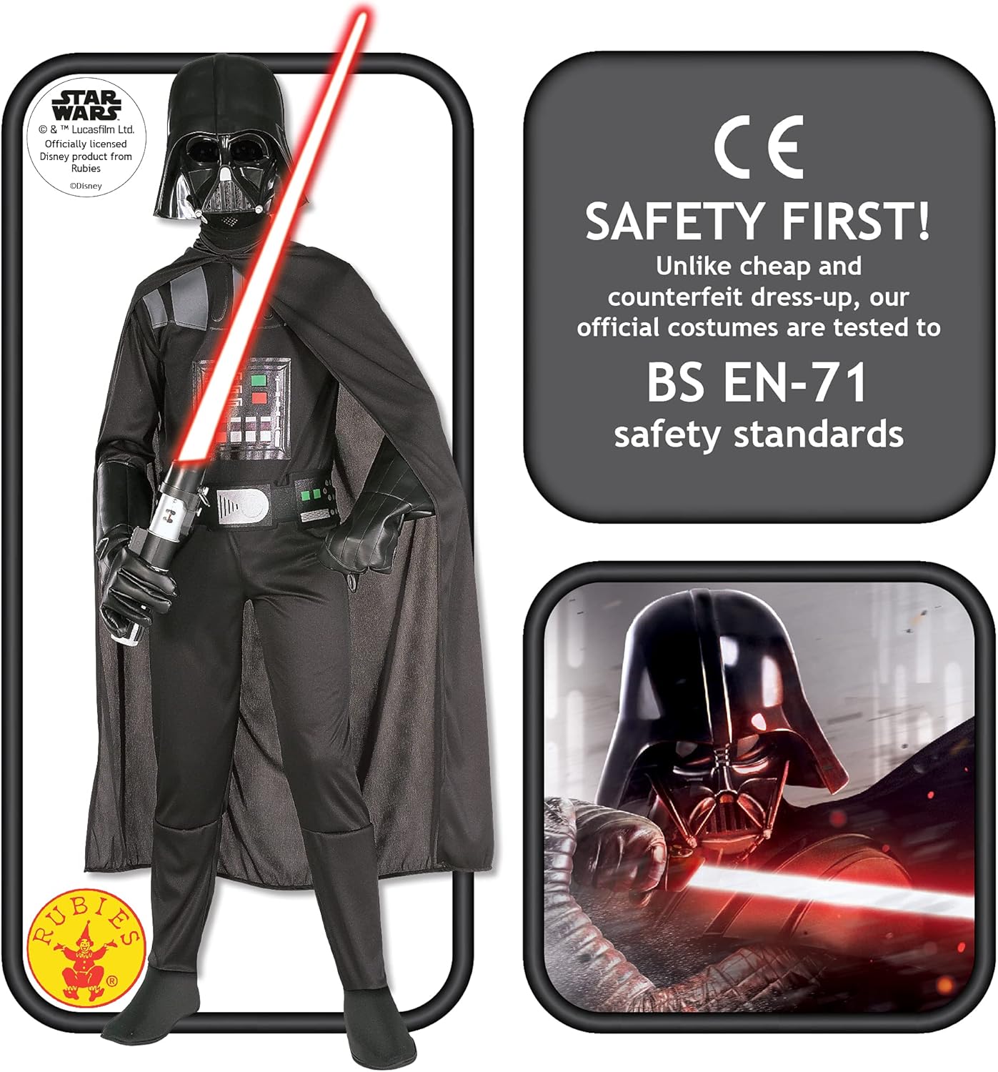Star Wars - Darth Vader Kostüm für Kinder, 3-4 Jahre Schwarz