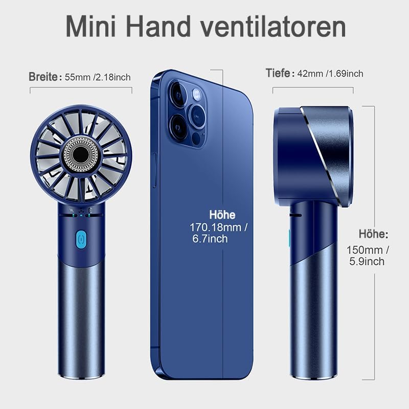 Akku-Handventilator, Blau