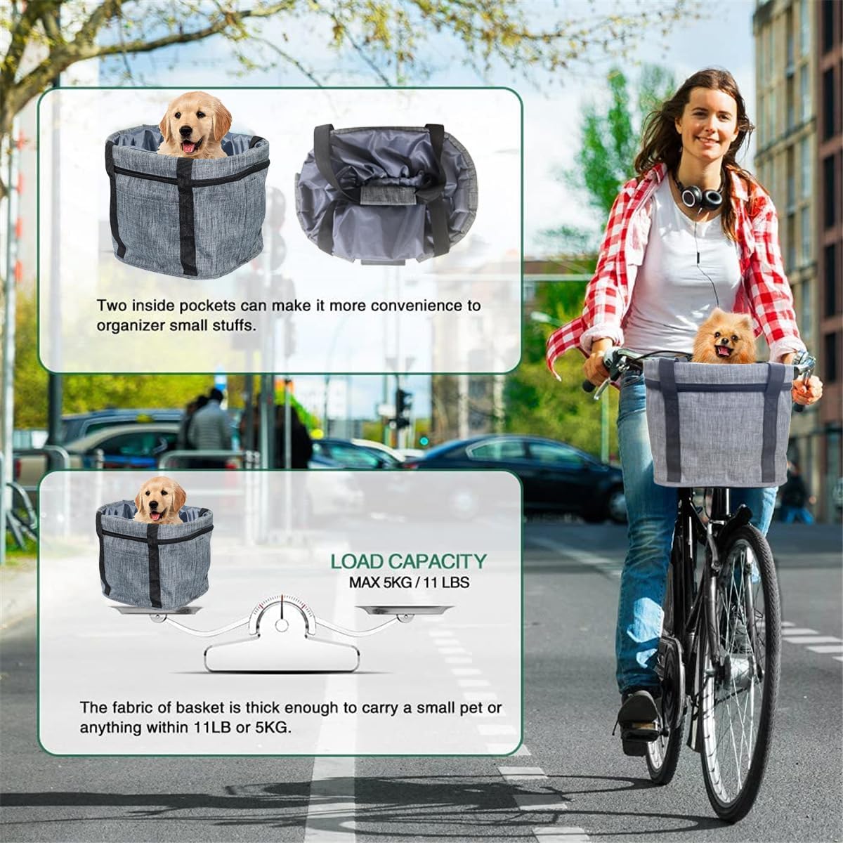 Faltbarer Velokorb für Haustiere, Grau A