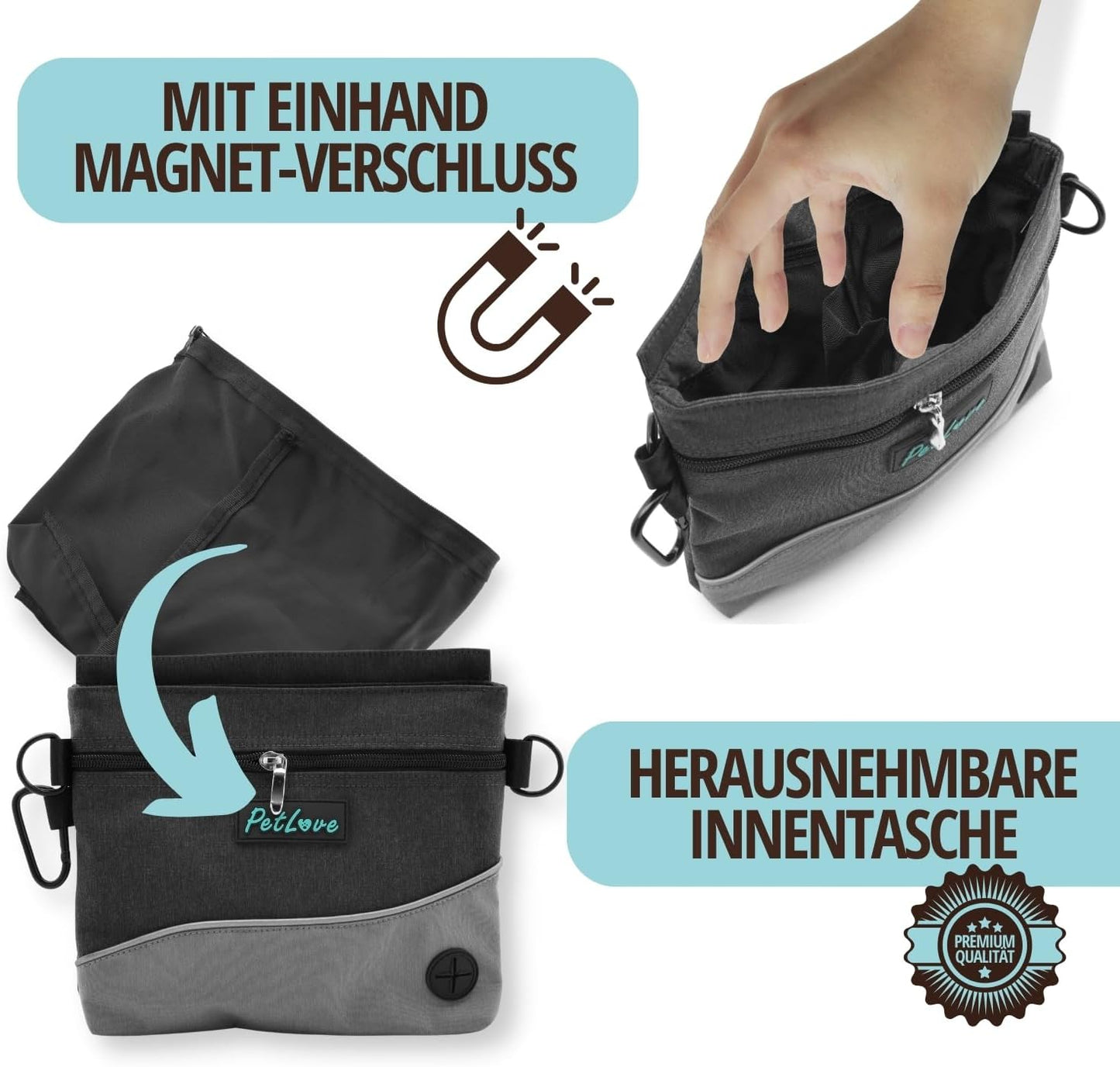 Leckerlibeutel für Hunde, S|Grau