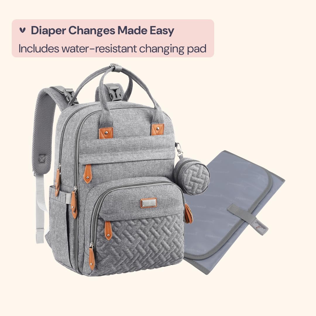 Wickelrucksack mit Wickelauflage, Grau