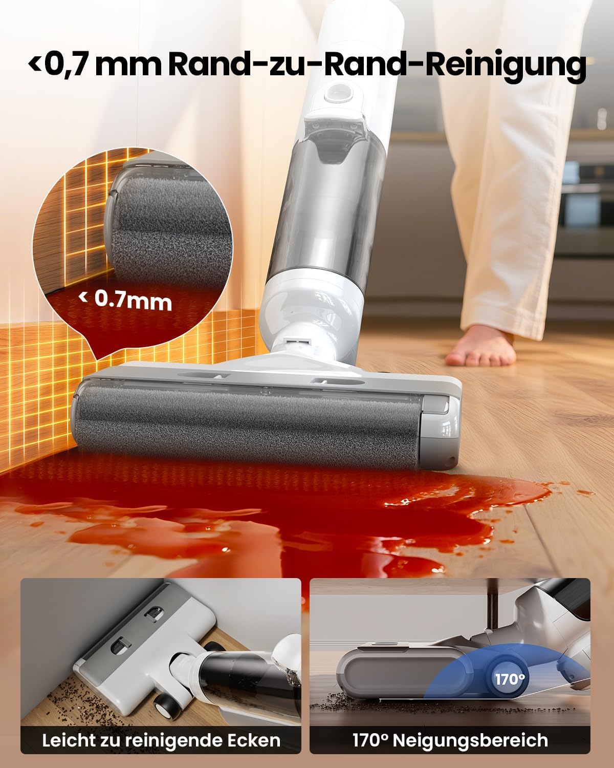 F10 Ultra Nass-Trockensauger mit Wischfunktion, 60 Min Laufzeit, Weiss L