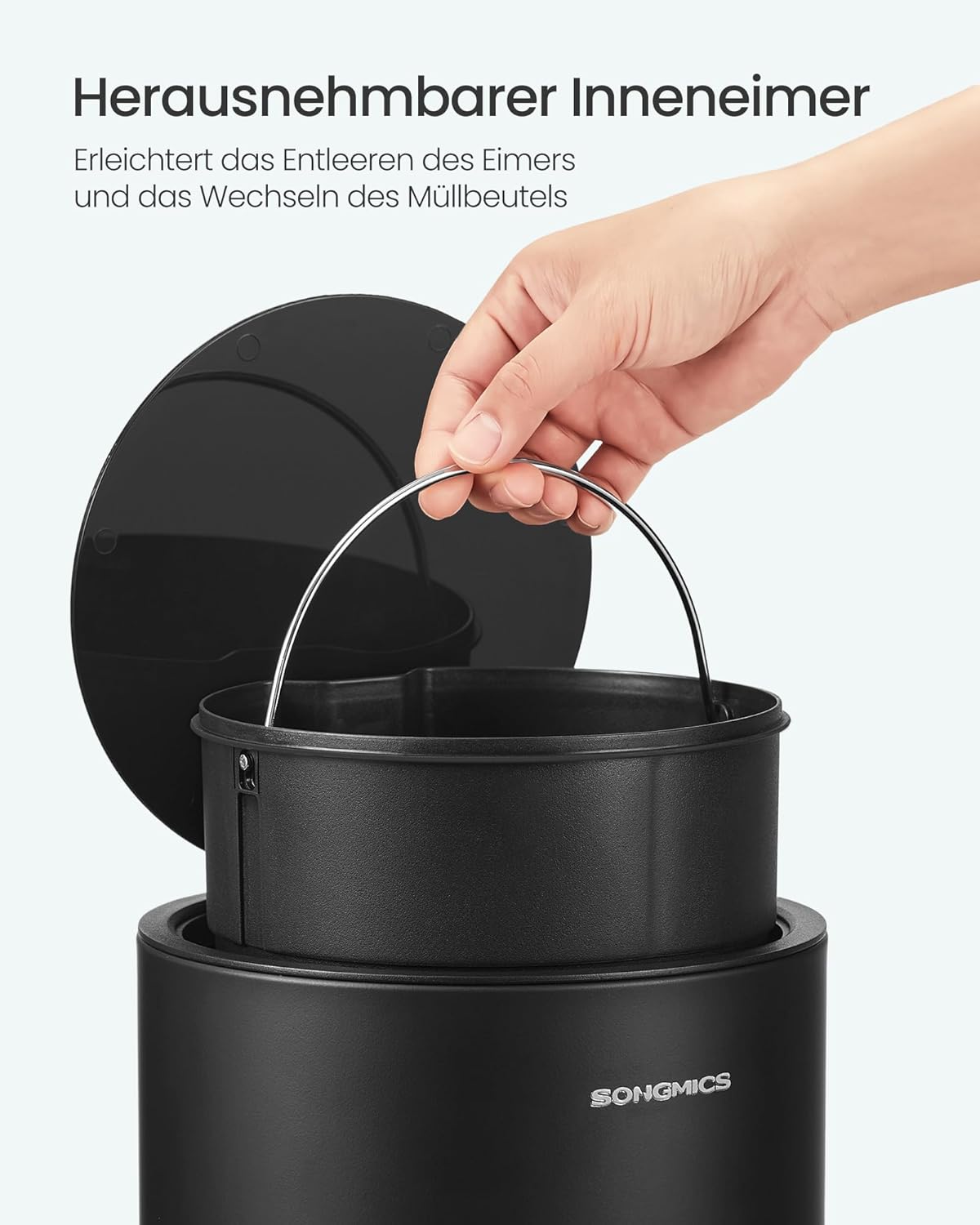 Kosmetikeimer mit Softclose-Deckel, 6 L Tintenschwarz