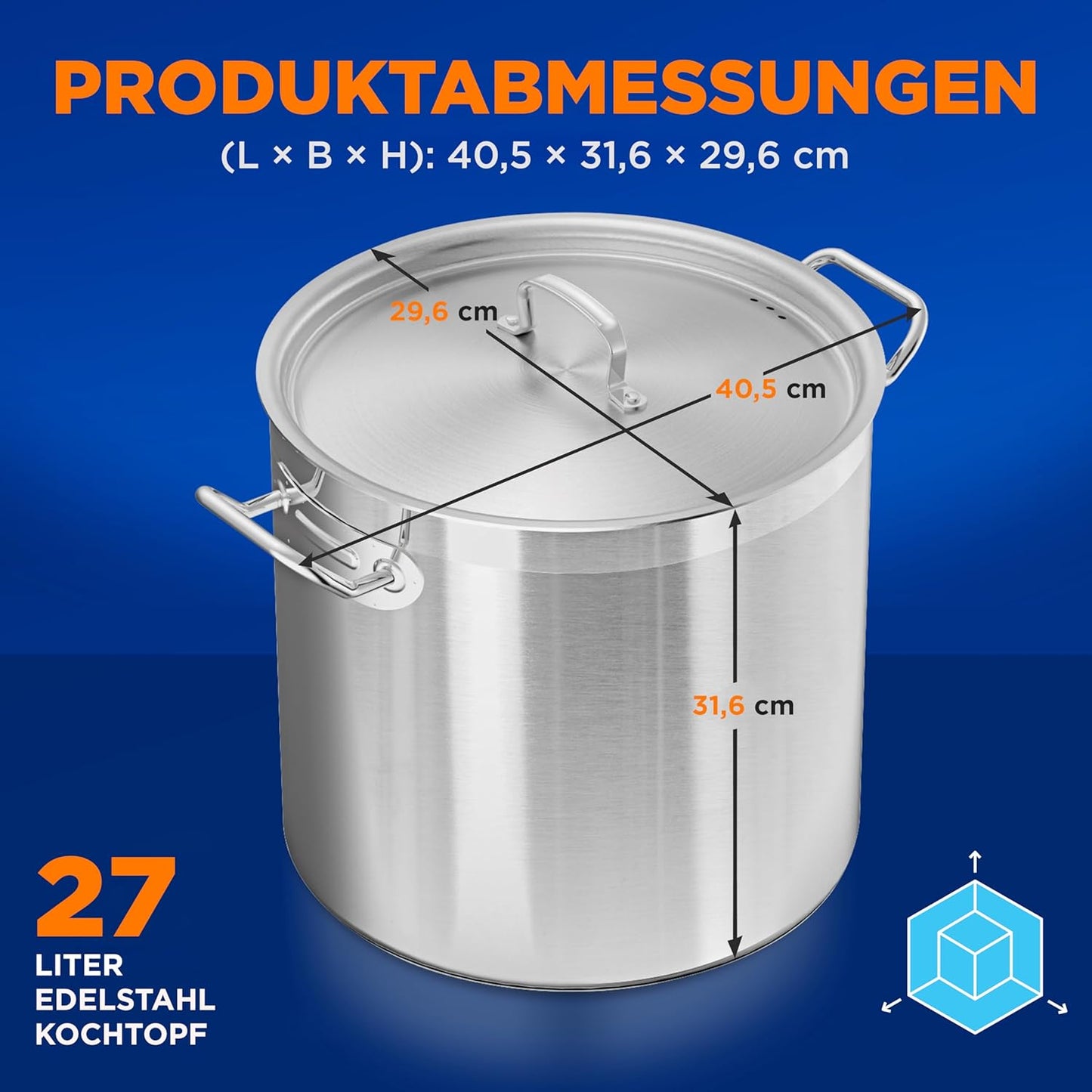 Suppentopf mit Deckel für Induktion, 28.4 Liter