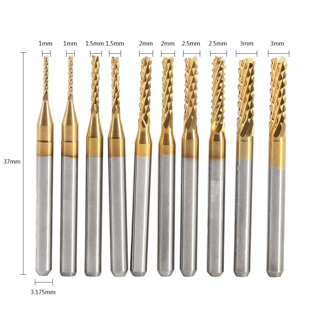 10-teiliges Schaftfräser-Set, 1-3 mm