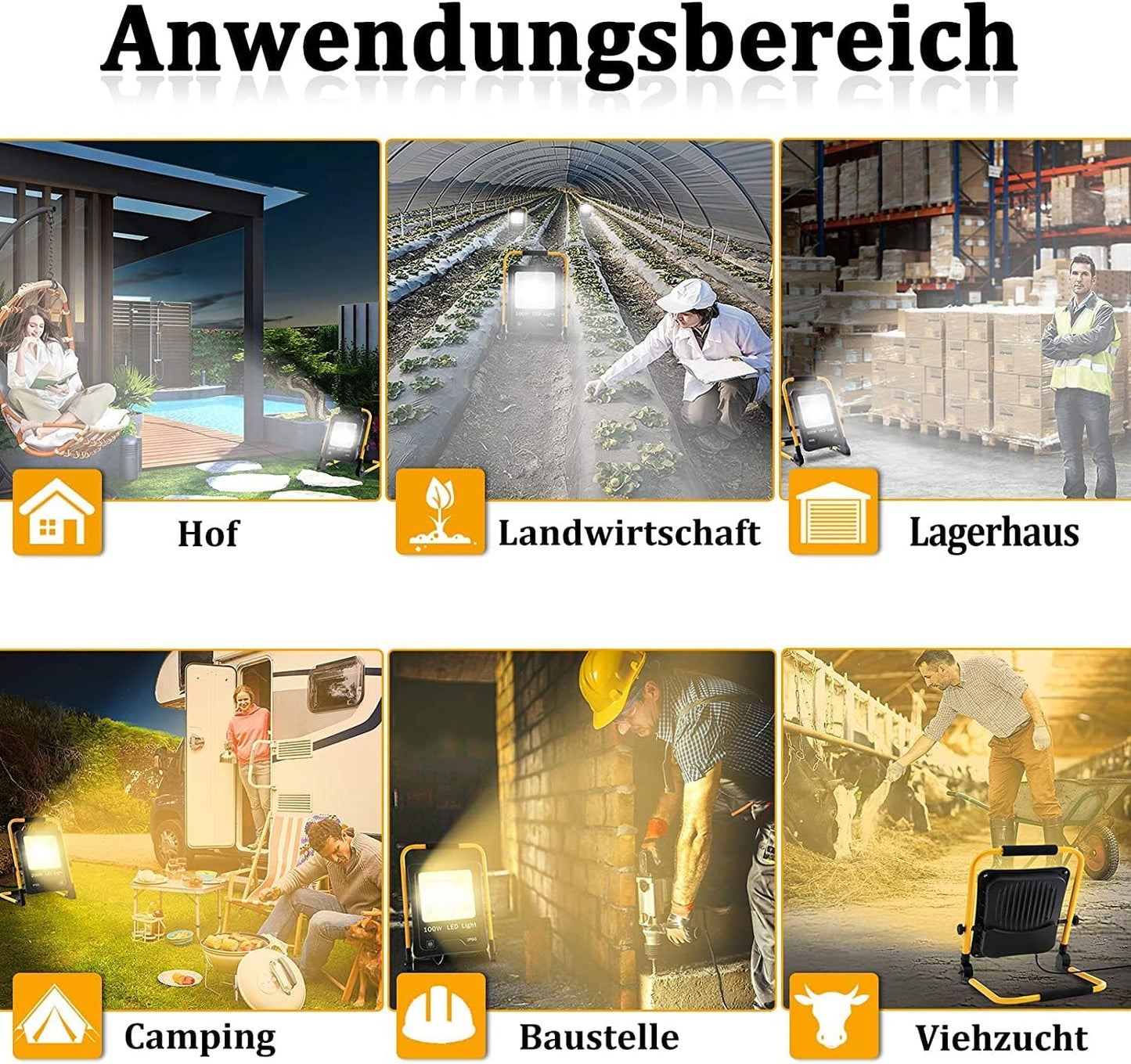 LED-Baustrahler, 100w Warmweiss
