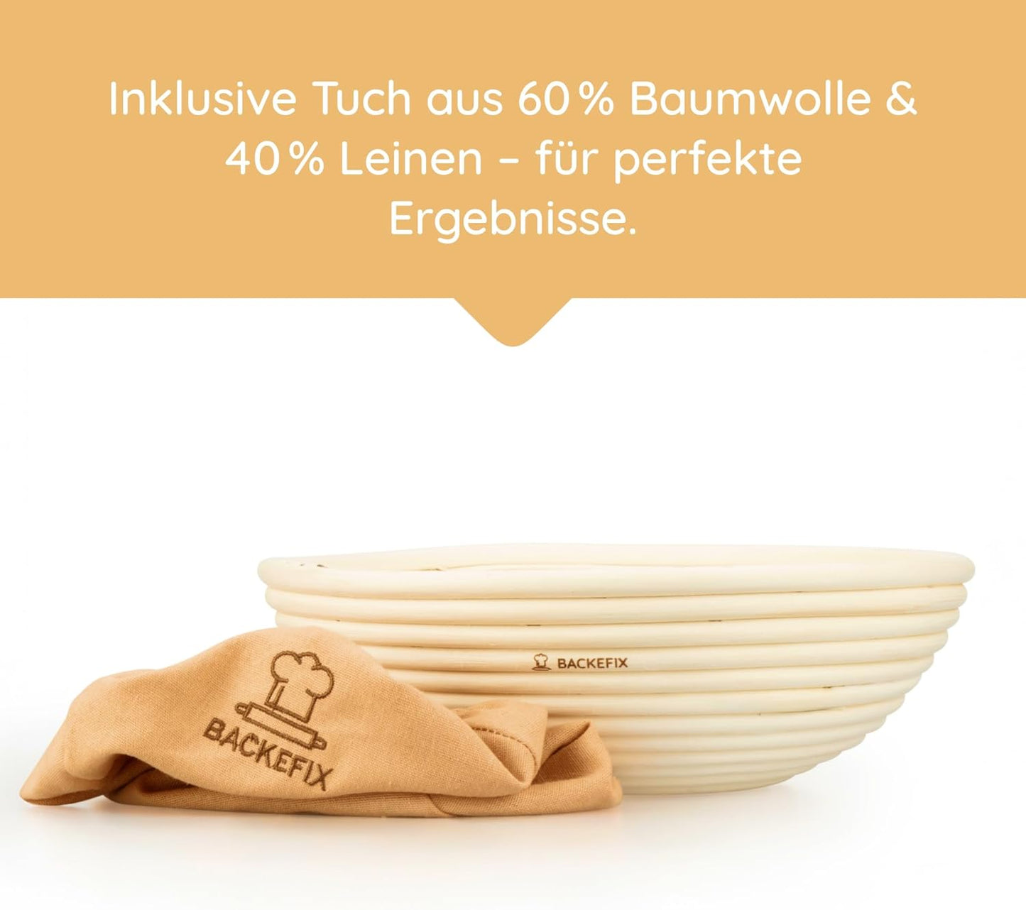 Gärkörbchen mit Bezug, rund Ø 25cm