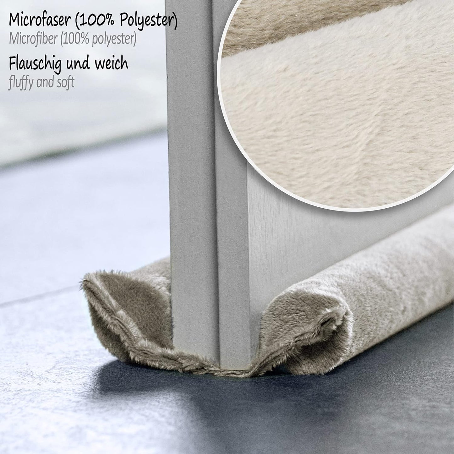 2 x Zugluftstopper mit Doppeldichtung, 02 Stück - Taupe