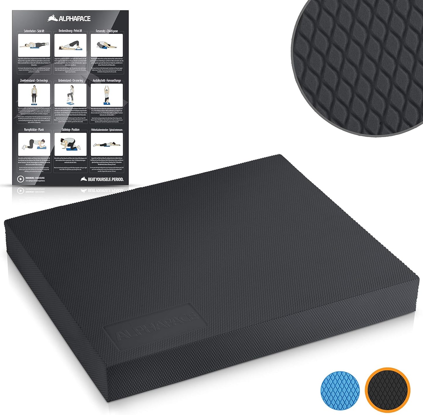 Balance-Pad inkl. Übungsposter für Ganzkörpertraining, Schwarz 40x33x6cm