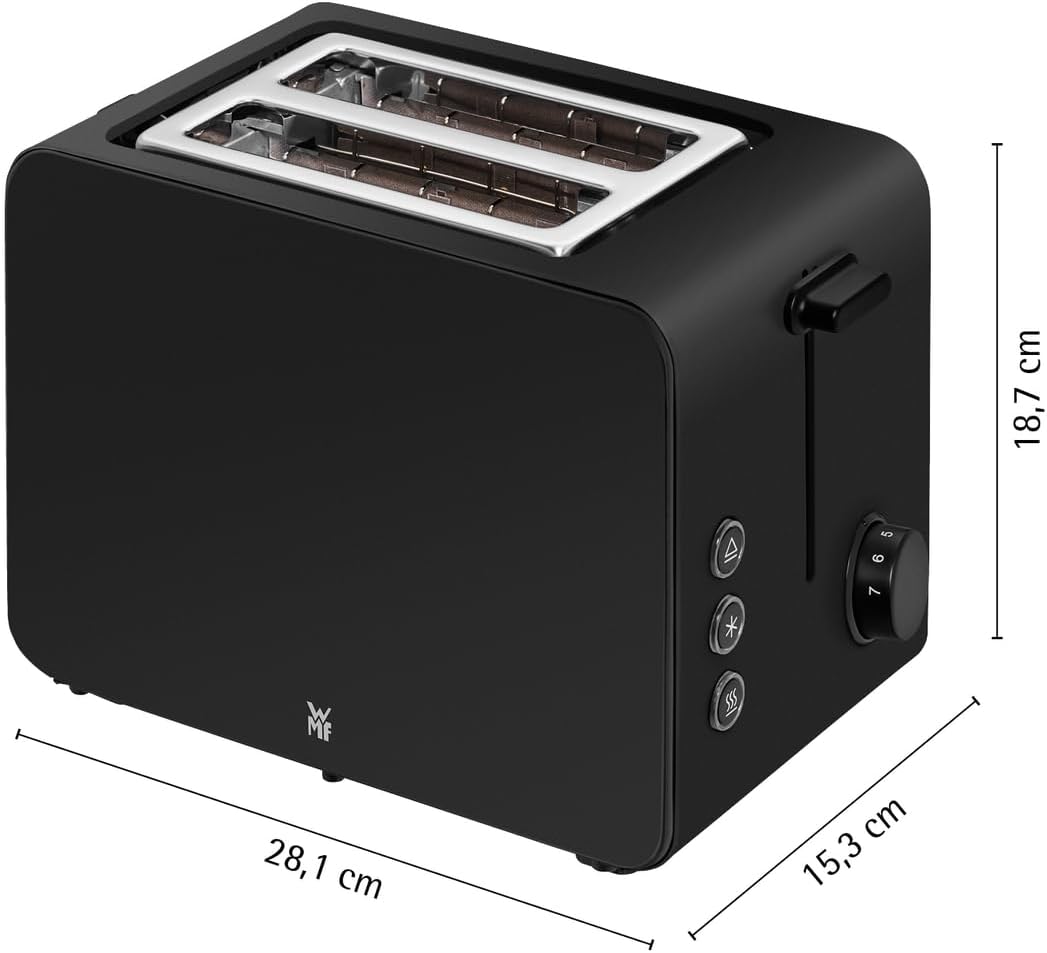Doppelschlitztoaster Stelio mit Brötchenaufsatz und Bagel-Funktion, Schwarz