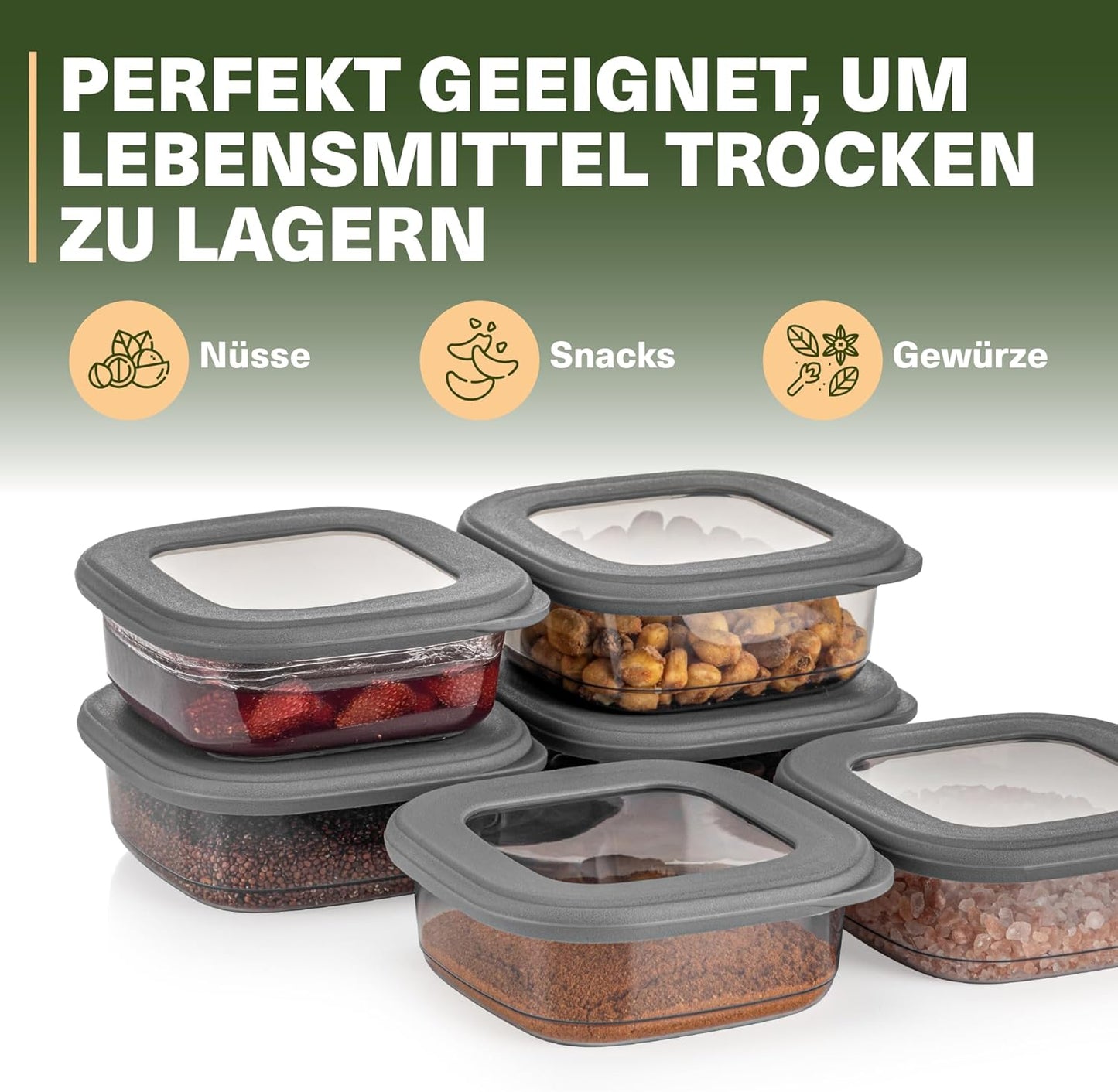 12er-Set Vorratsdosen, 12er Set 250ml Grau